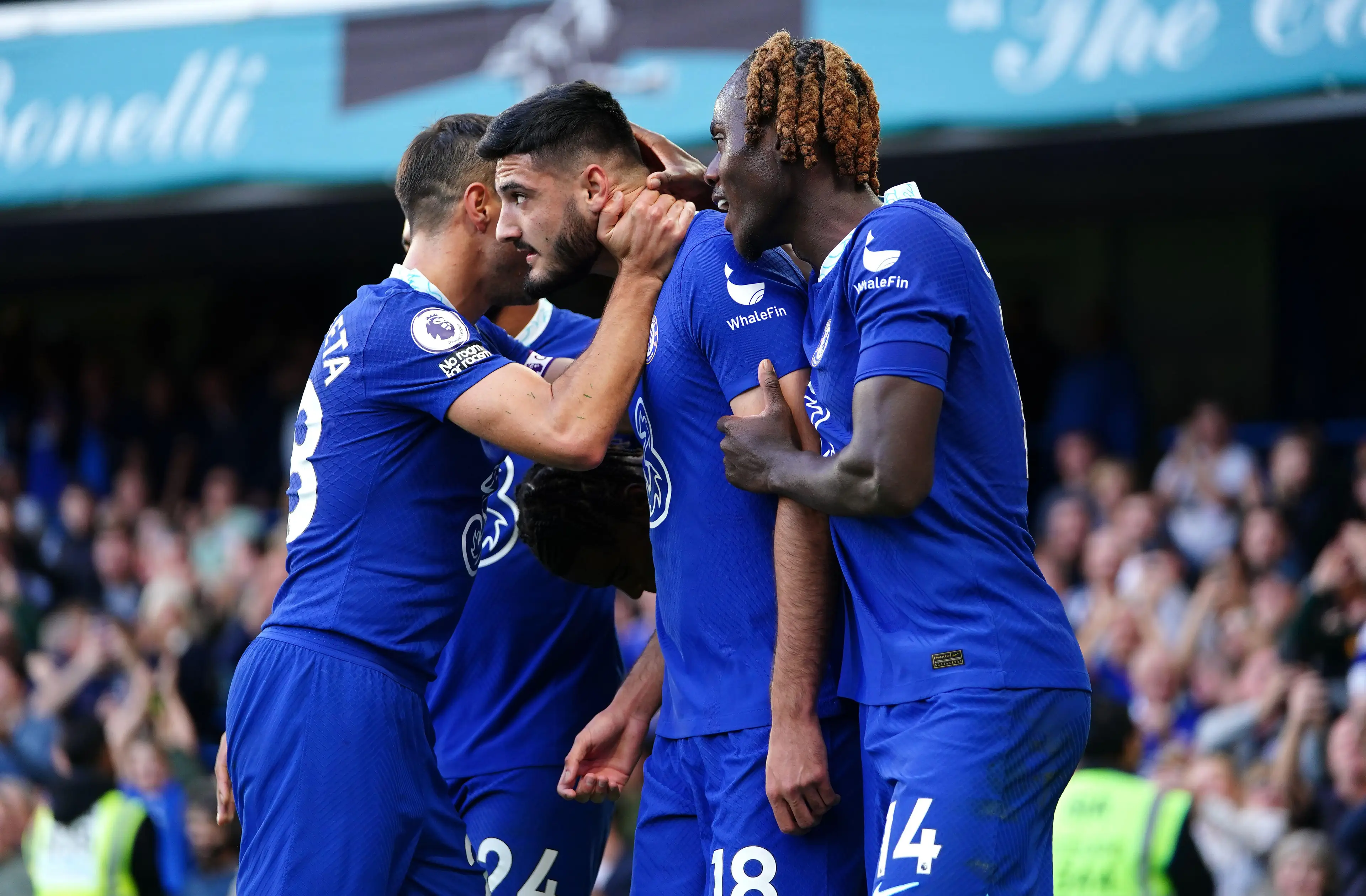 Armando Broja celebrating his first goal for Chelsea. (Alamy) 