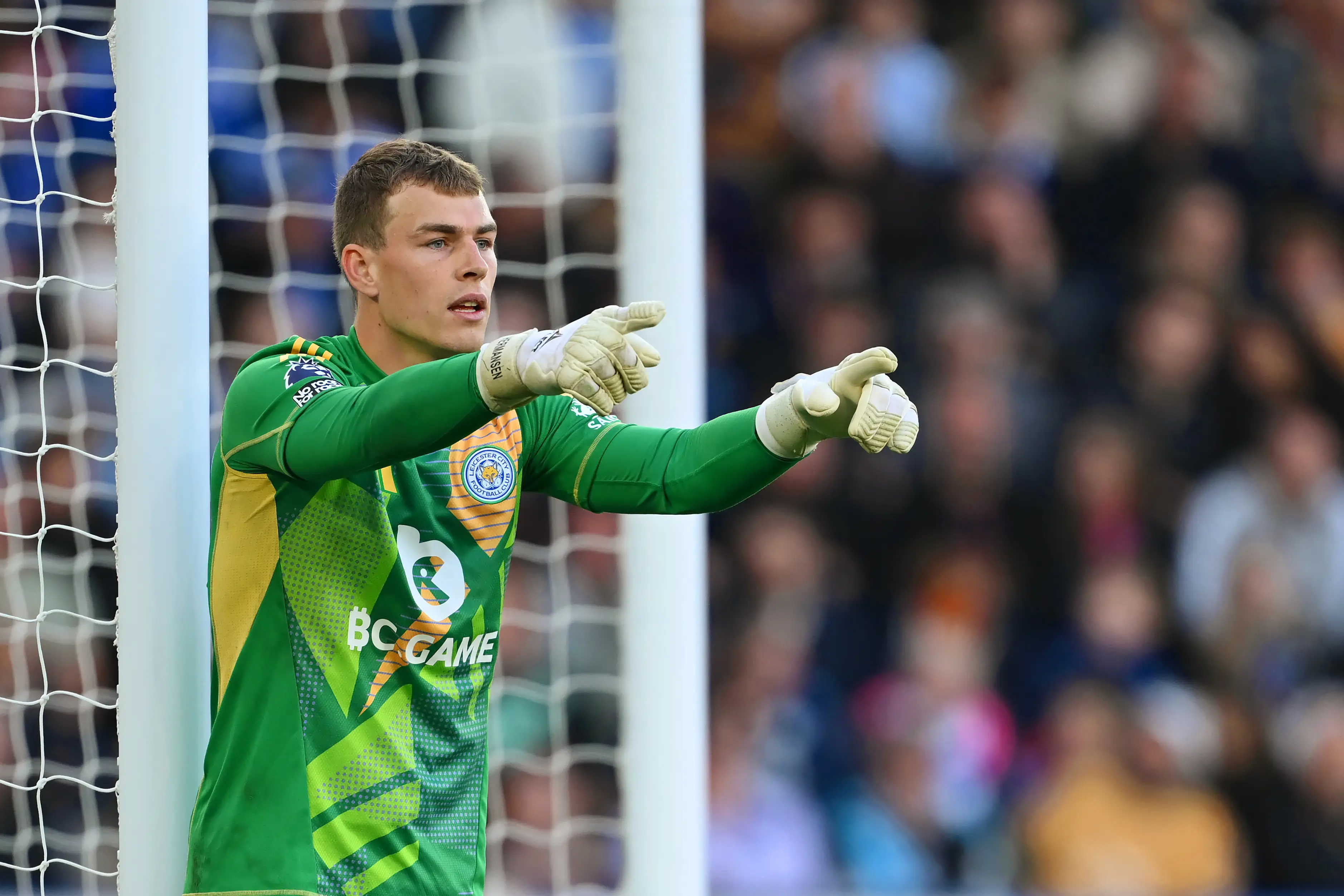 Mads Hermansen in action for Leicester City. Image: Getty 