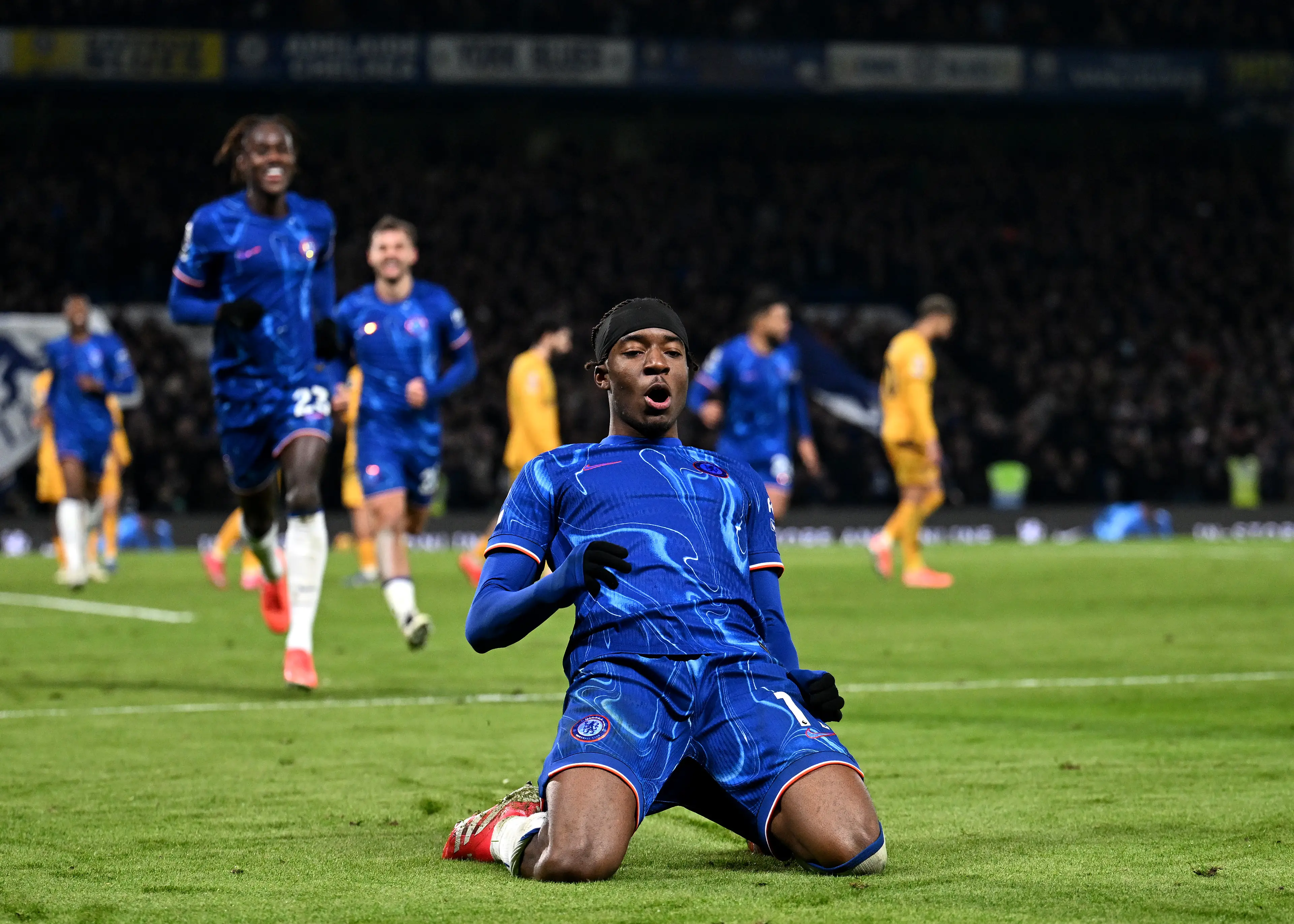 Madueke scored Chelsea's third against Wolves. Image credit: Getty
