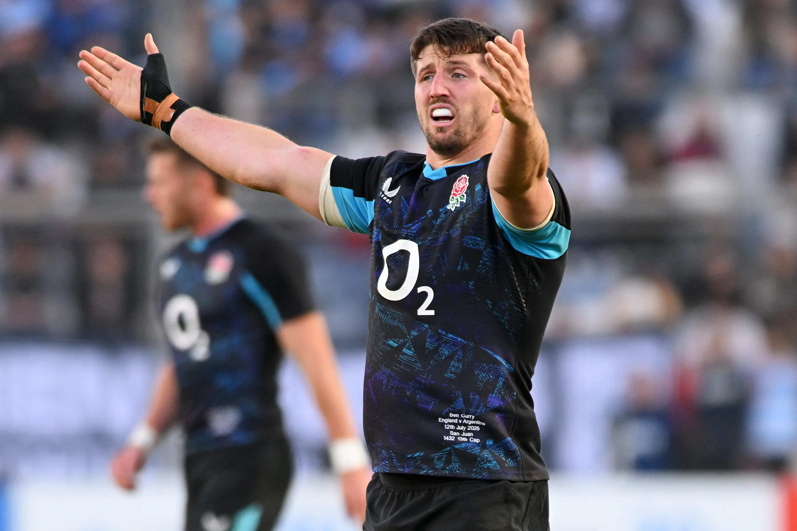 Ben Curry of England reacts during the test match between Argentina and England at Estadio San Juan del Bicentenario (Getty Images)