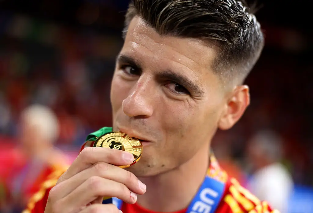Morata celebrates winning Euro 2024. Image credit: Getty