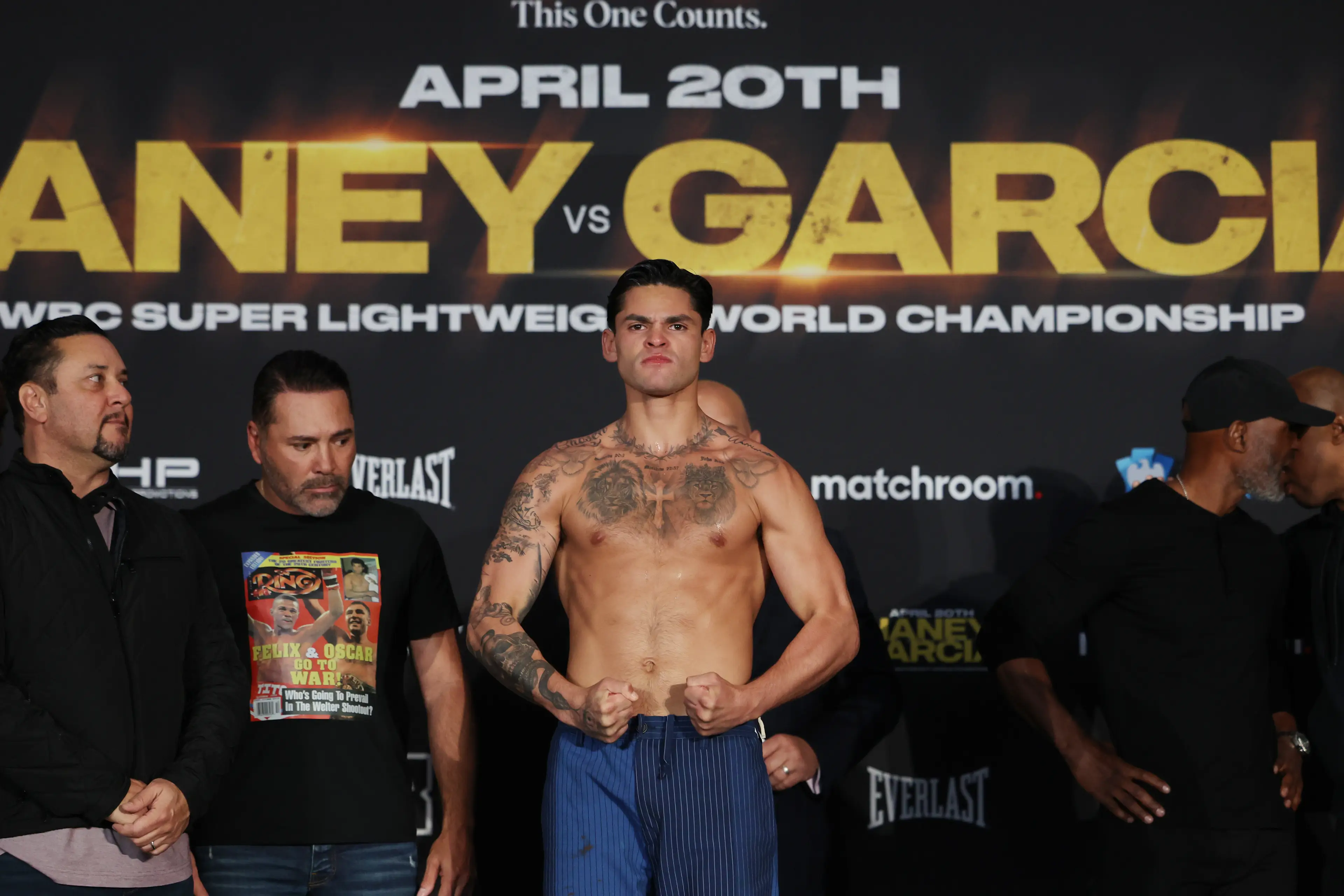 Ryan Garcia at the ceremonial weigh-ins. Image: Getty