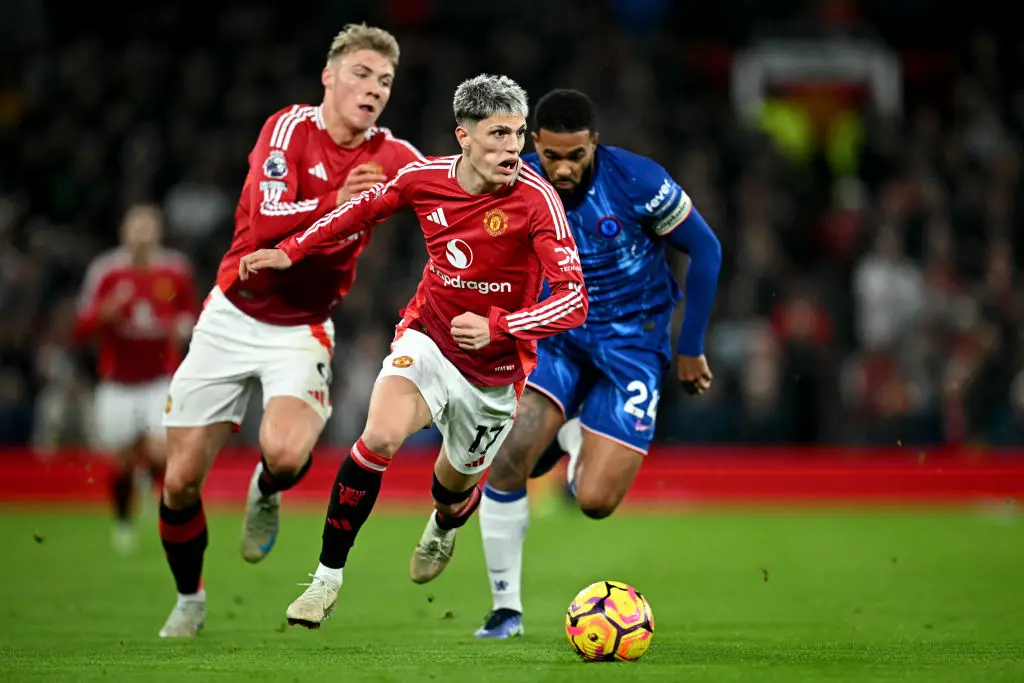Alejandro Garnacho in action during Manchester United's 1-1 draw against Chelsea -