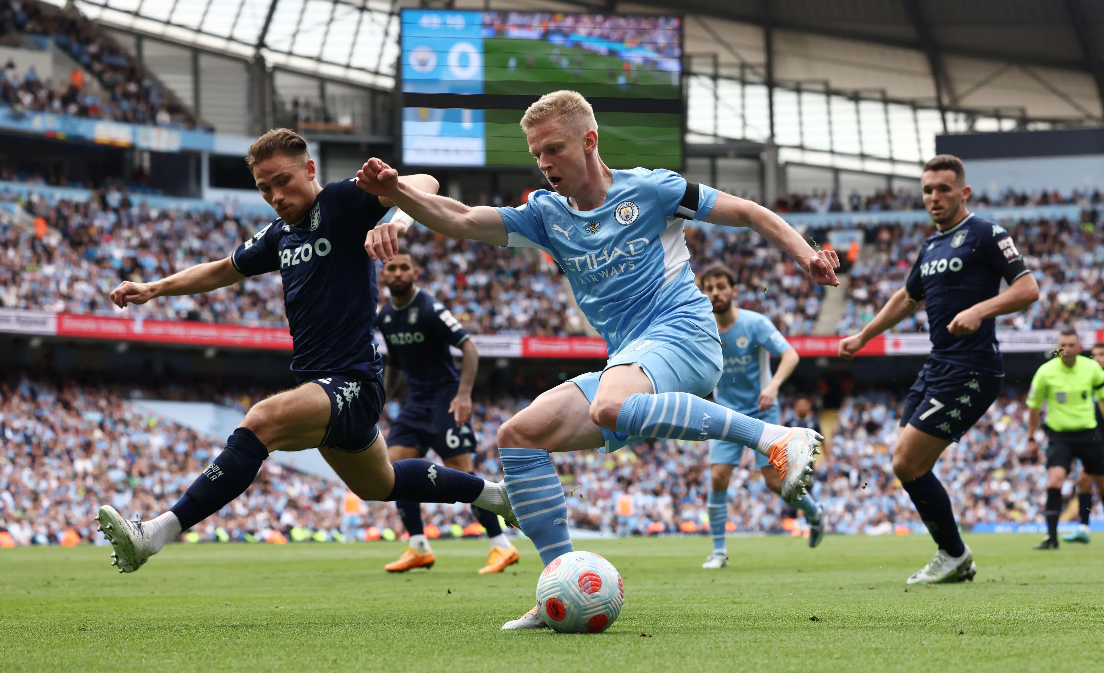 Zinchenko in action vs Aston Villa (Sportimage / Alamy)