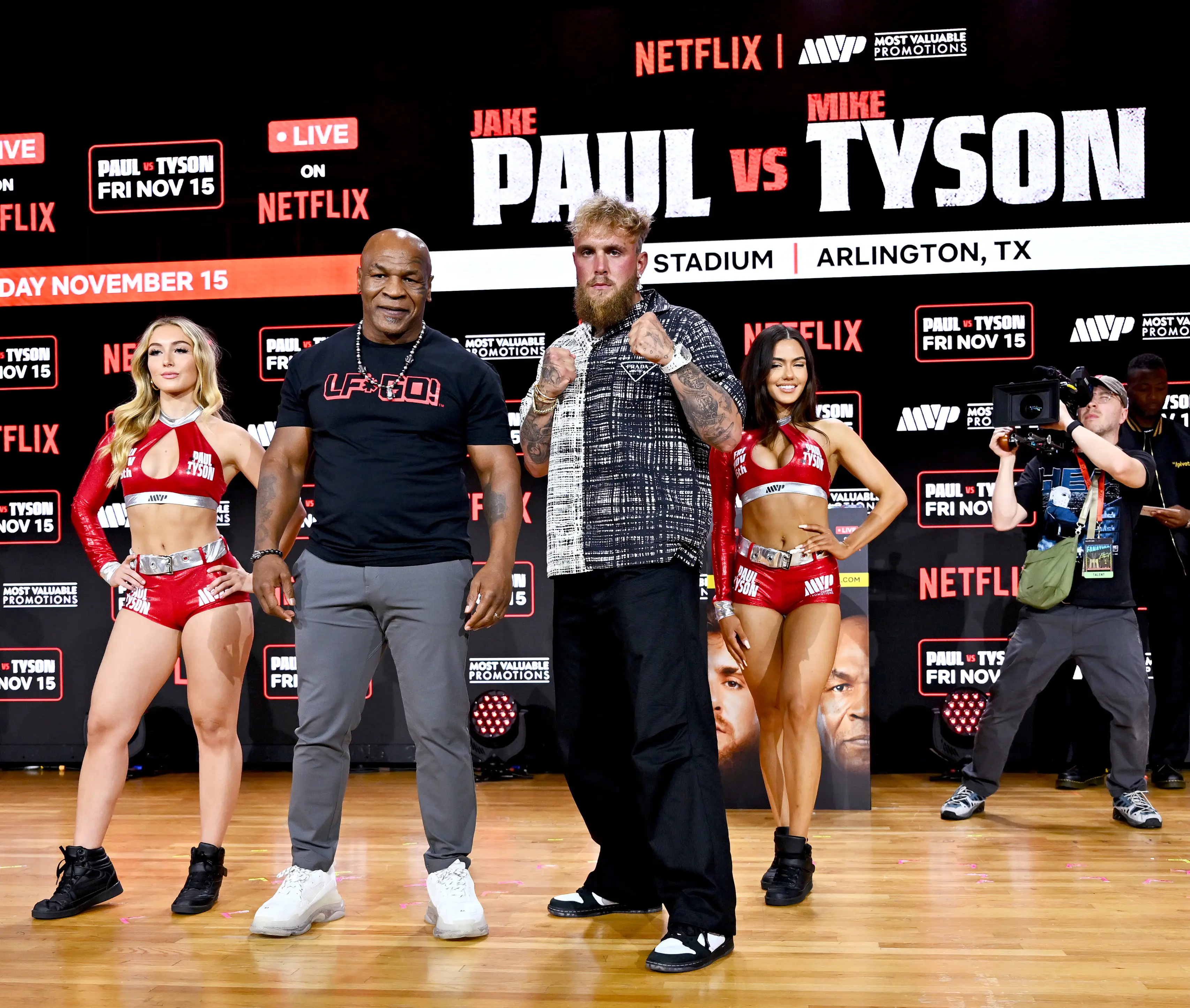 Jake Paul and Mike Tyson do battle on November 15. Image: Getty