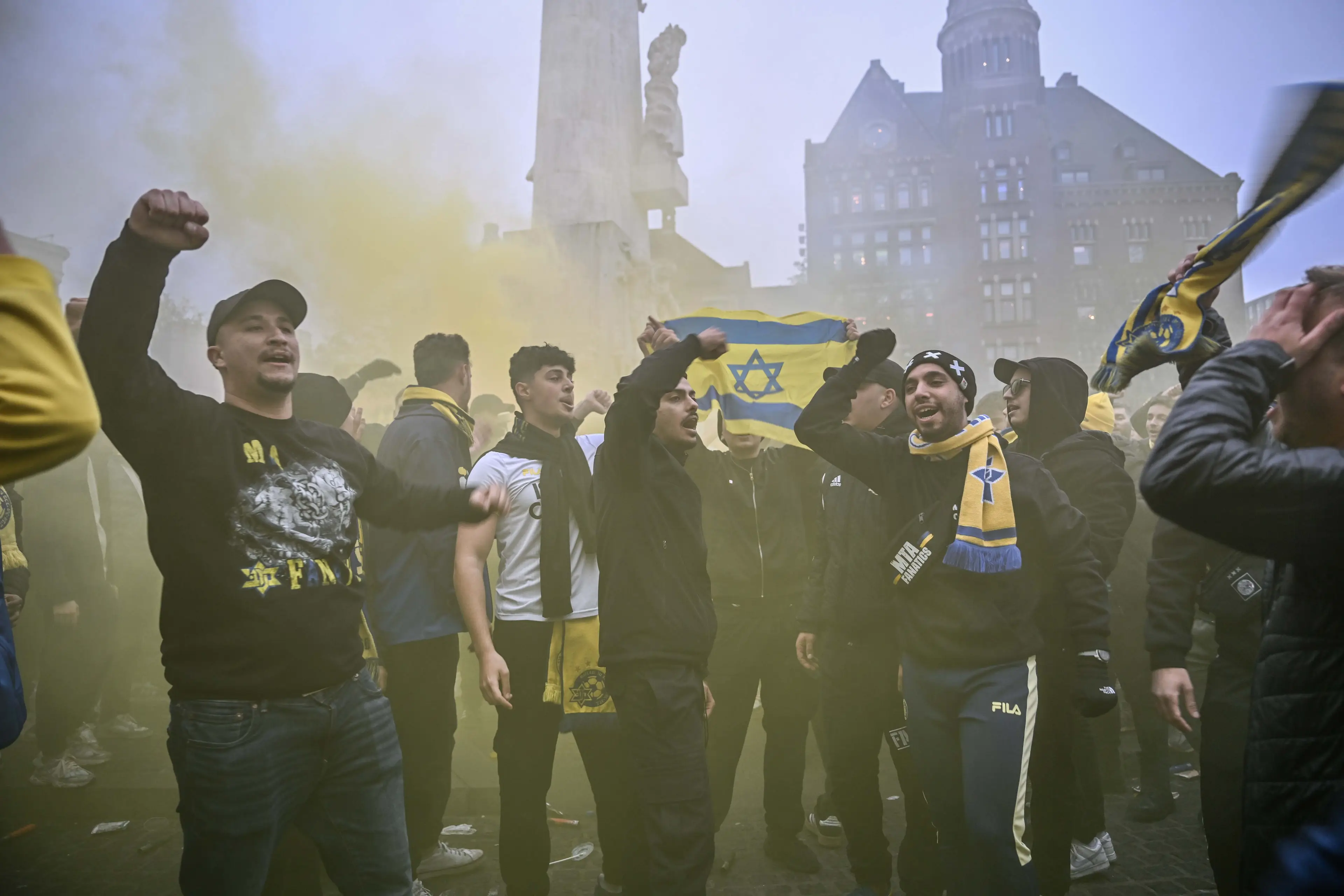 Maccabi Tel Aviv fans staged a demonstration in Amsterdam, reports said. Image: Getty