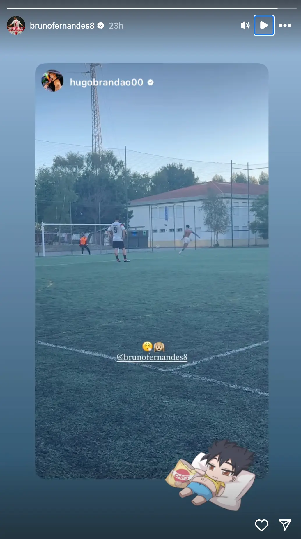 Bruno shared the penalty on his Instagram Story. [@brunofernandes8]
