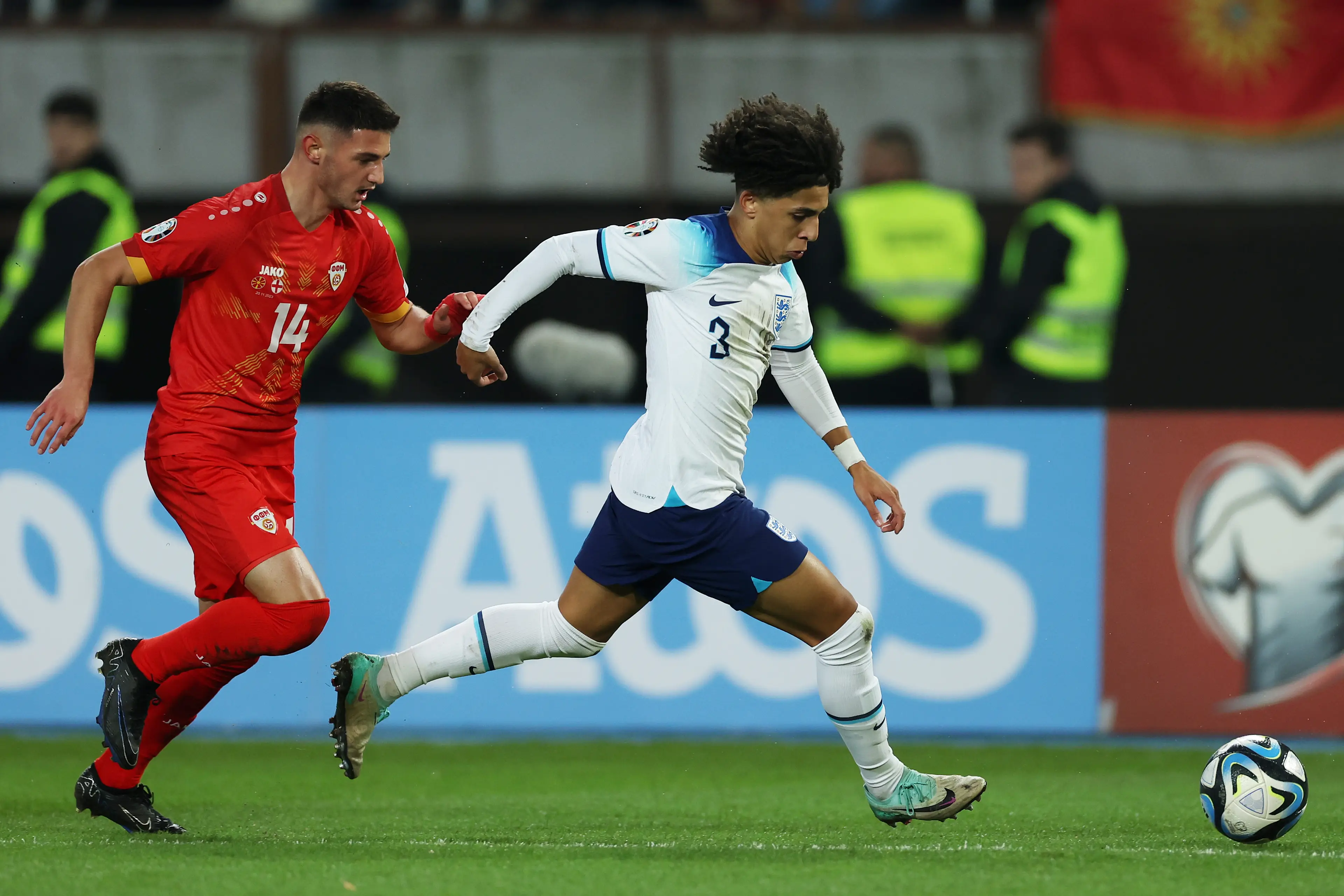 Rico Lewis in action against North Macedonia. Image: Getty 