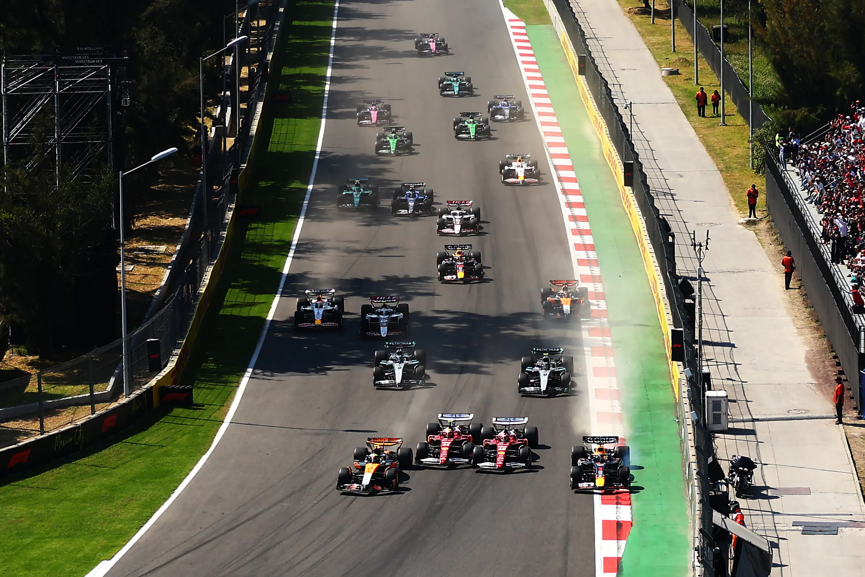 Hamilton and Leclerc made contact at the Mexico Grand Prix. Image: Getty