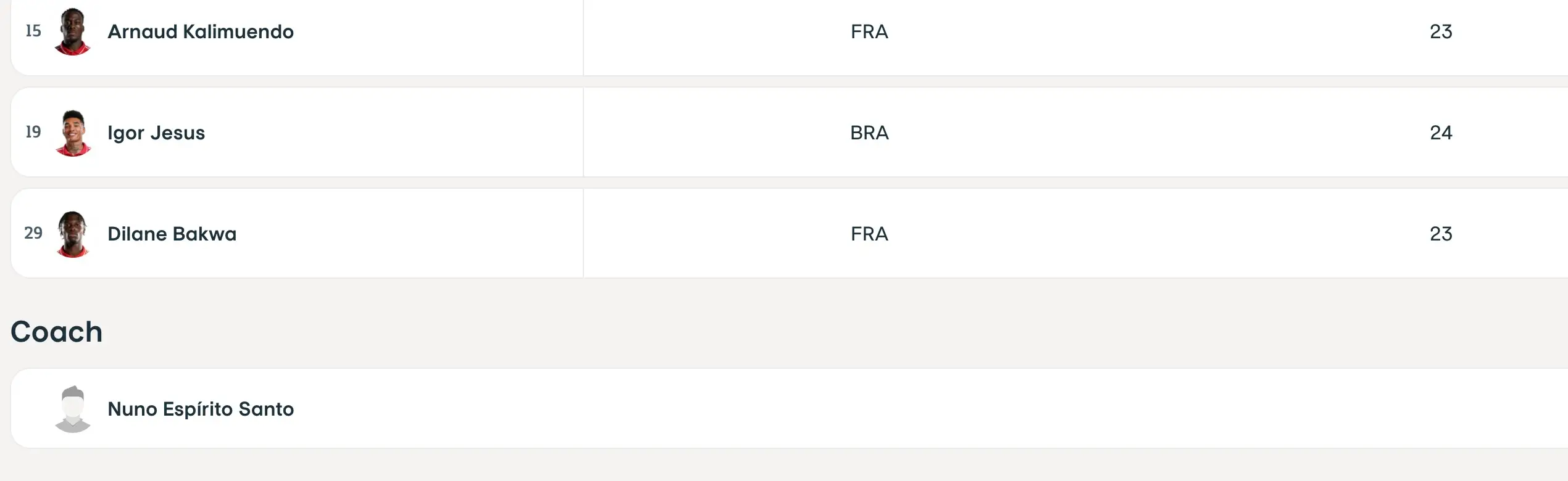 UEFA have incorrectly listed Nuno as Forest's current manager. (Image: UEFA)