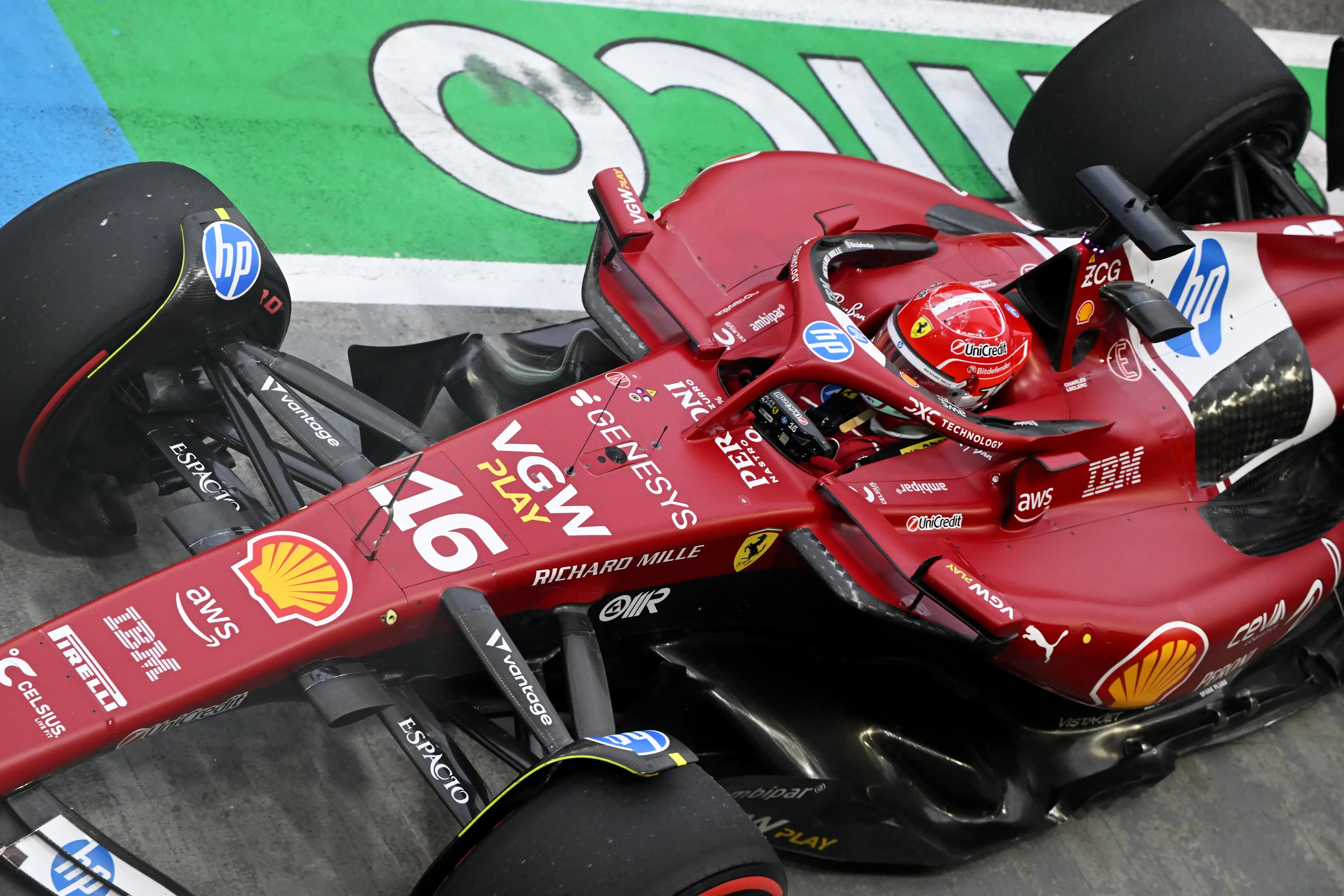 Ferrari were fined for the Charles Leclerc incident. Image: Getty