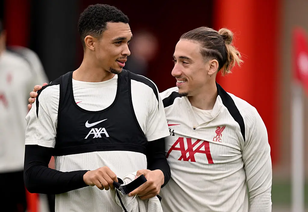 Trent Alexander-Arnold returned to training ahead of Liverpool's Premier League match against Leicester City. (Image: Getty)