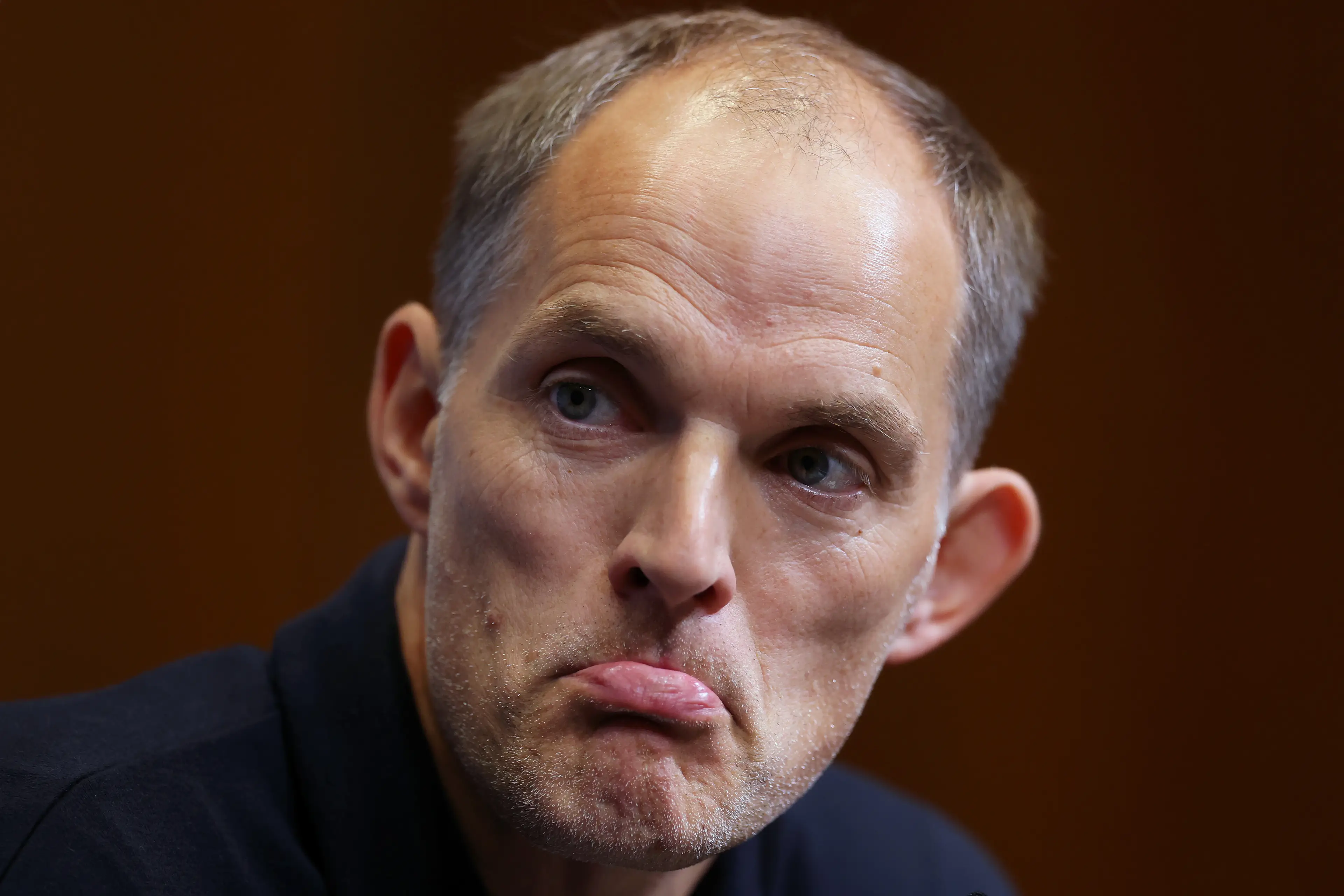 Tuchel pictured during his press conference on October 3. Image credit: Getty