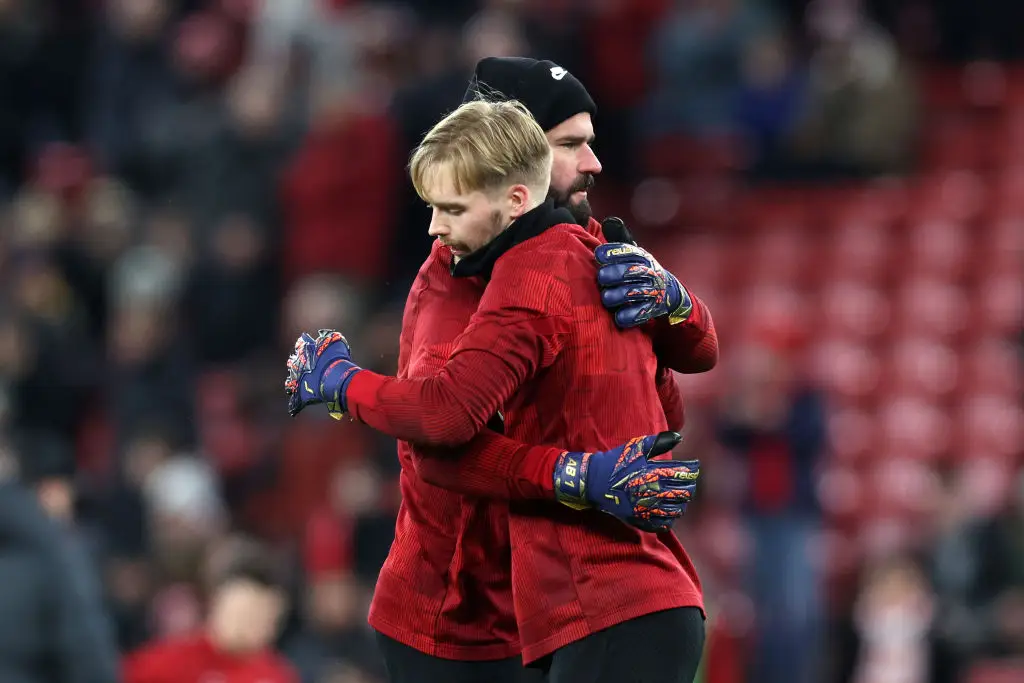 Alisson has replaced Caoimhin Kelleher (both pictured) in the Liverpool starting XI to face Girona (Image: Getty)