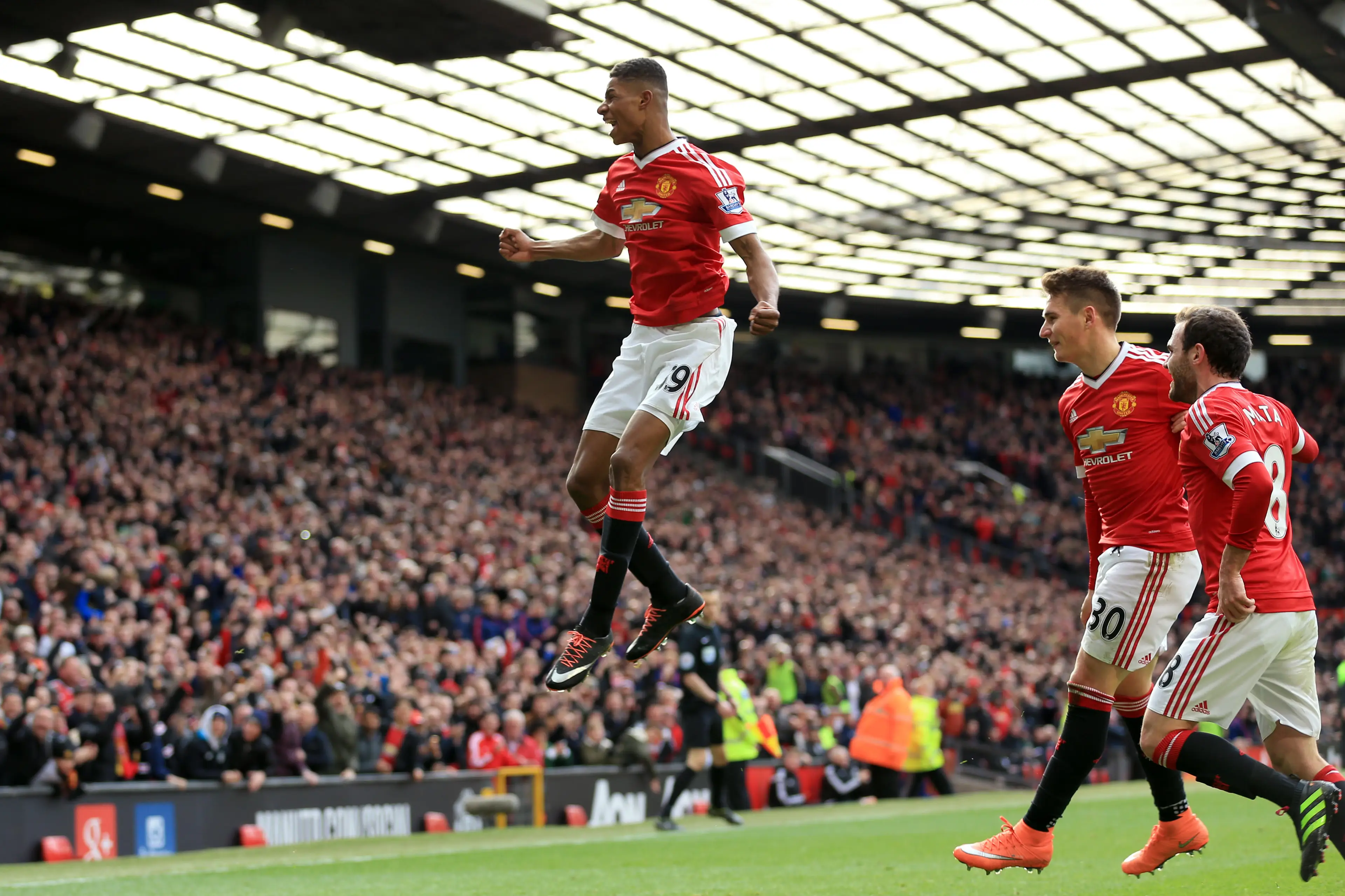 Rashford stunned Arsenal in his first Premier League start. Image: Alamy