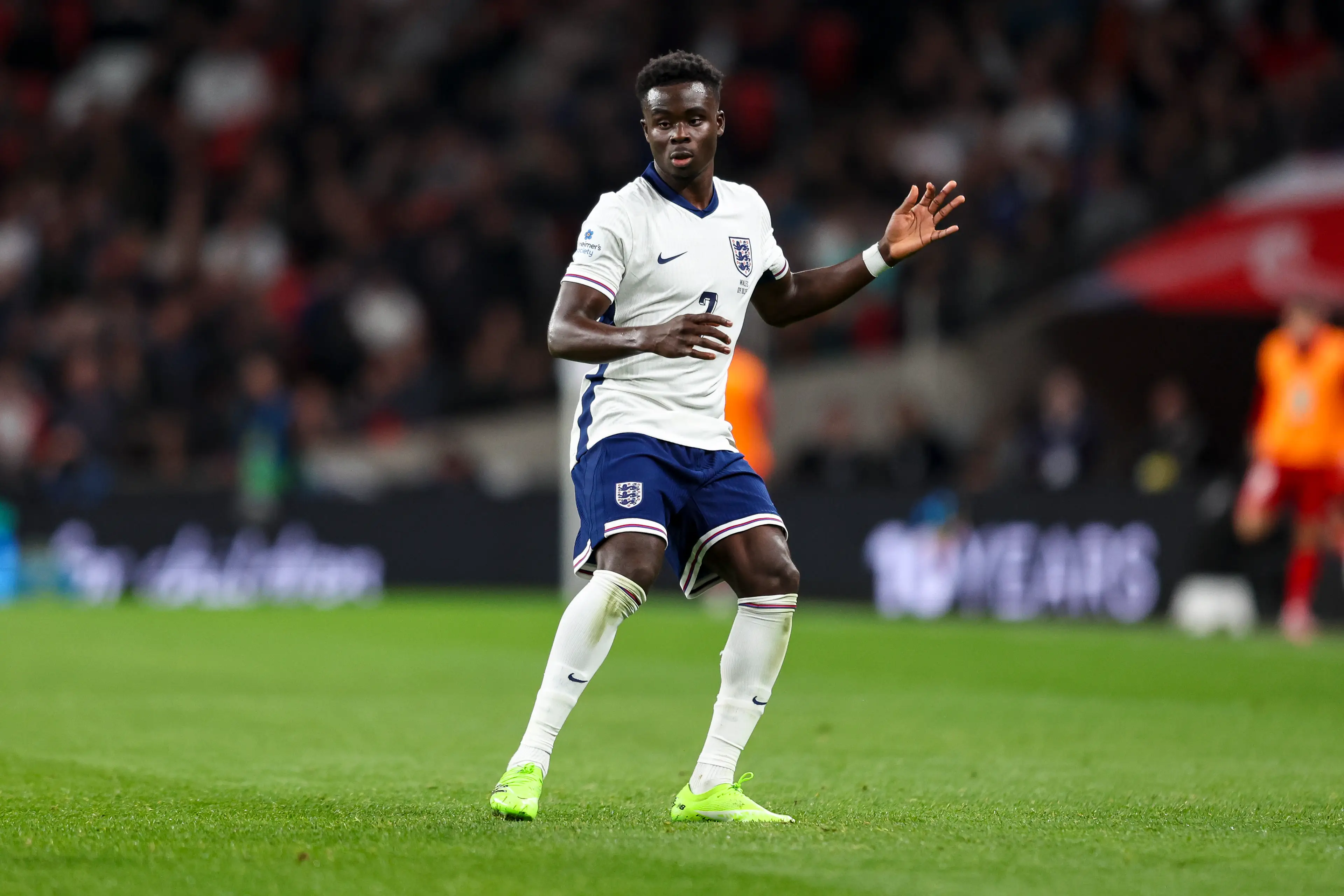 Bukayo Saka scored as England beat Wales. Image: Getty