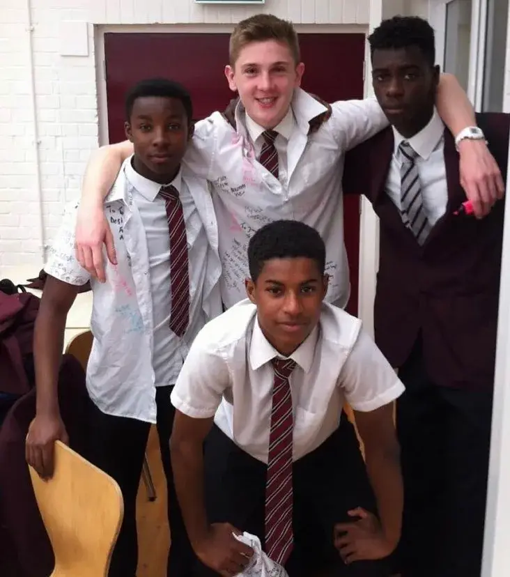 From left to right. Tosin Kehinde, Jimmy Dunne, Axel Tuanzebe and Marcus Rashford. Image credit: Instagram/marcusrashford
