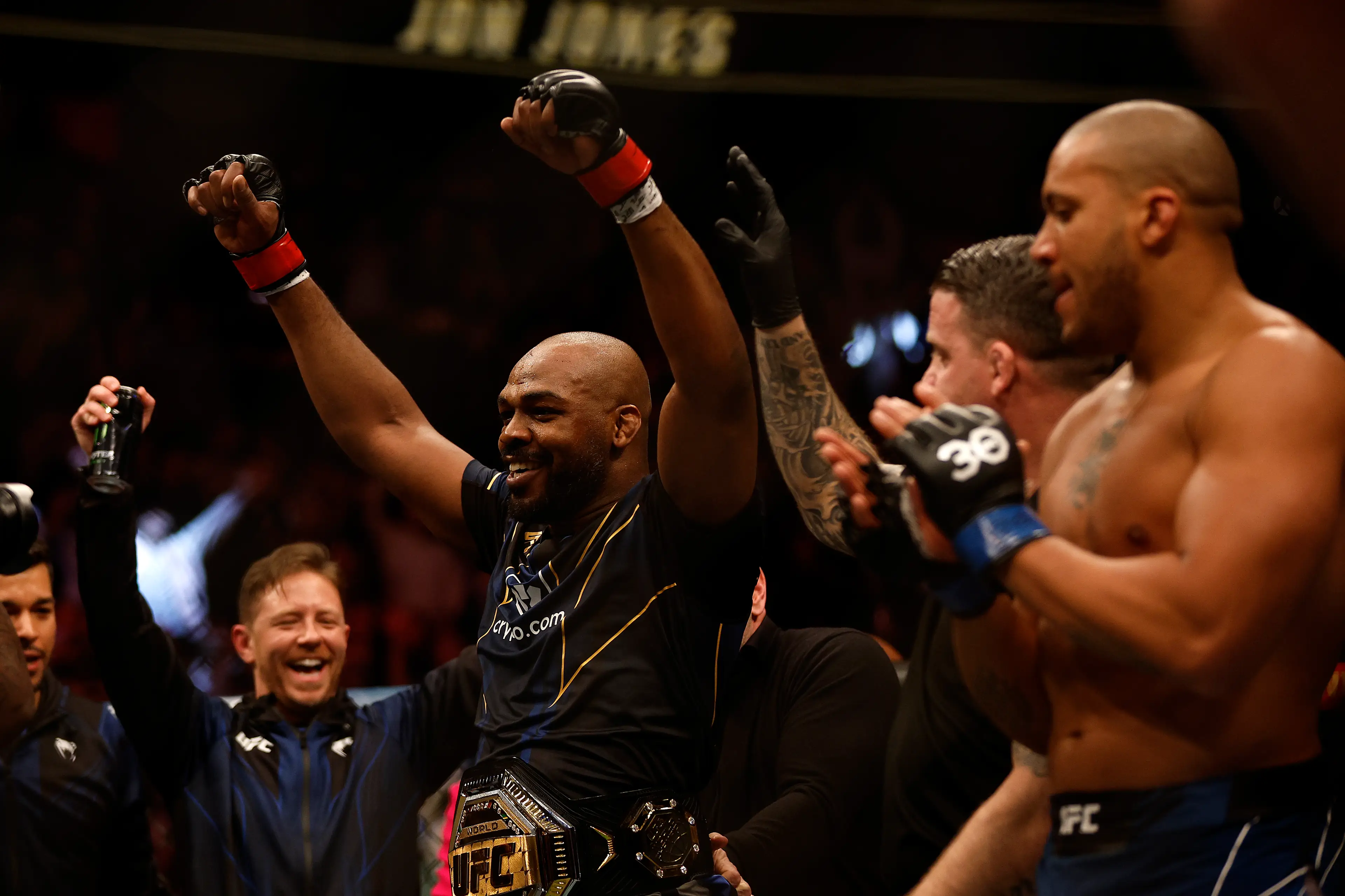 Jon Jones beat Ciryl Gane to win the UFC heavyweight title. Image: Getty 