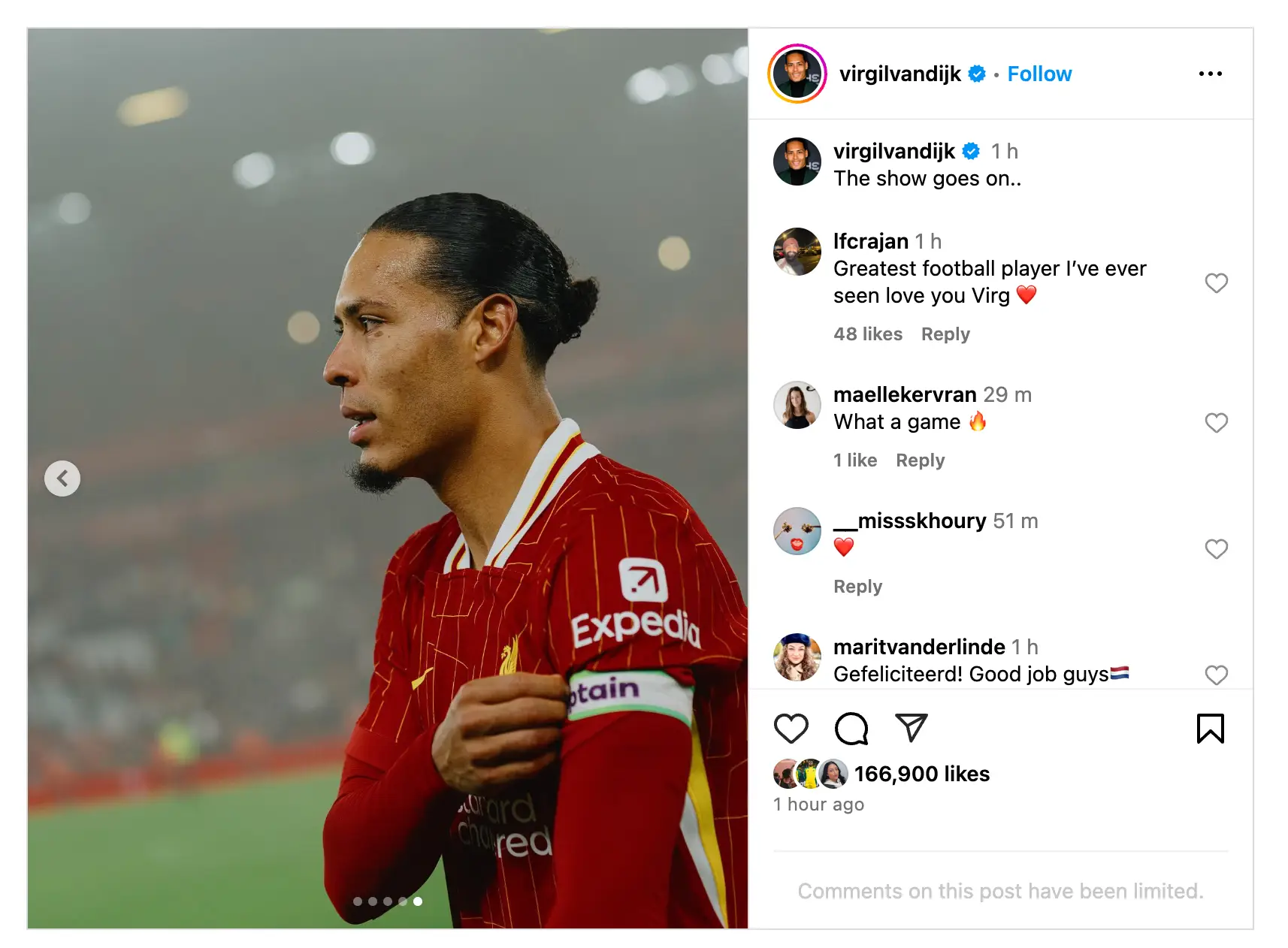 Image credit: Instagram/virgilvandijk