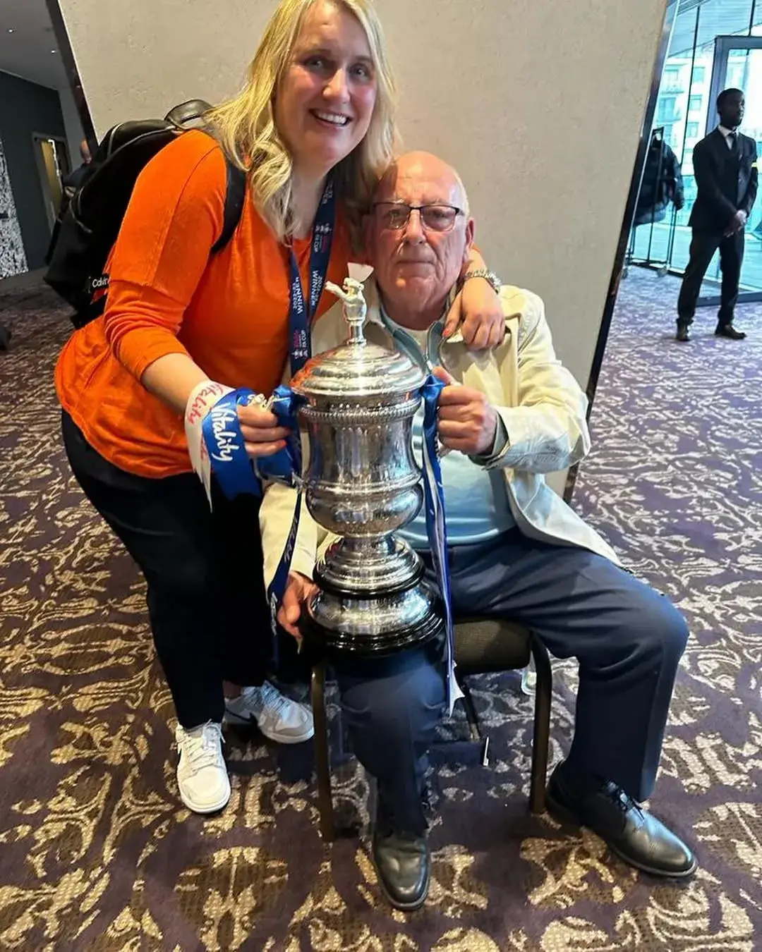 Emma Hayes pictured with her late father, Sid.