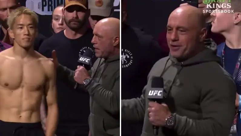 Joe Rogan in awkward incident with fighter as UFC fans call out 'disrespect' ahead of UFC 310