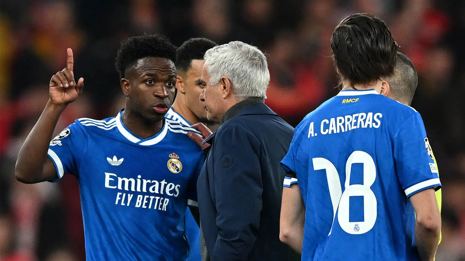 Jose Mourinho is reportedly willing to sanction the sale of Vinicius Junior (Image: Getty)