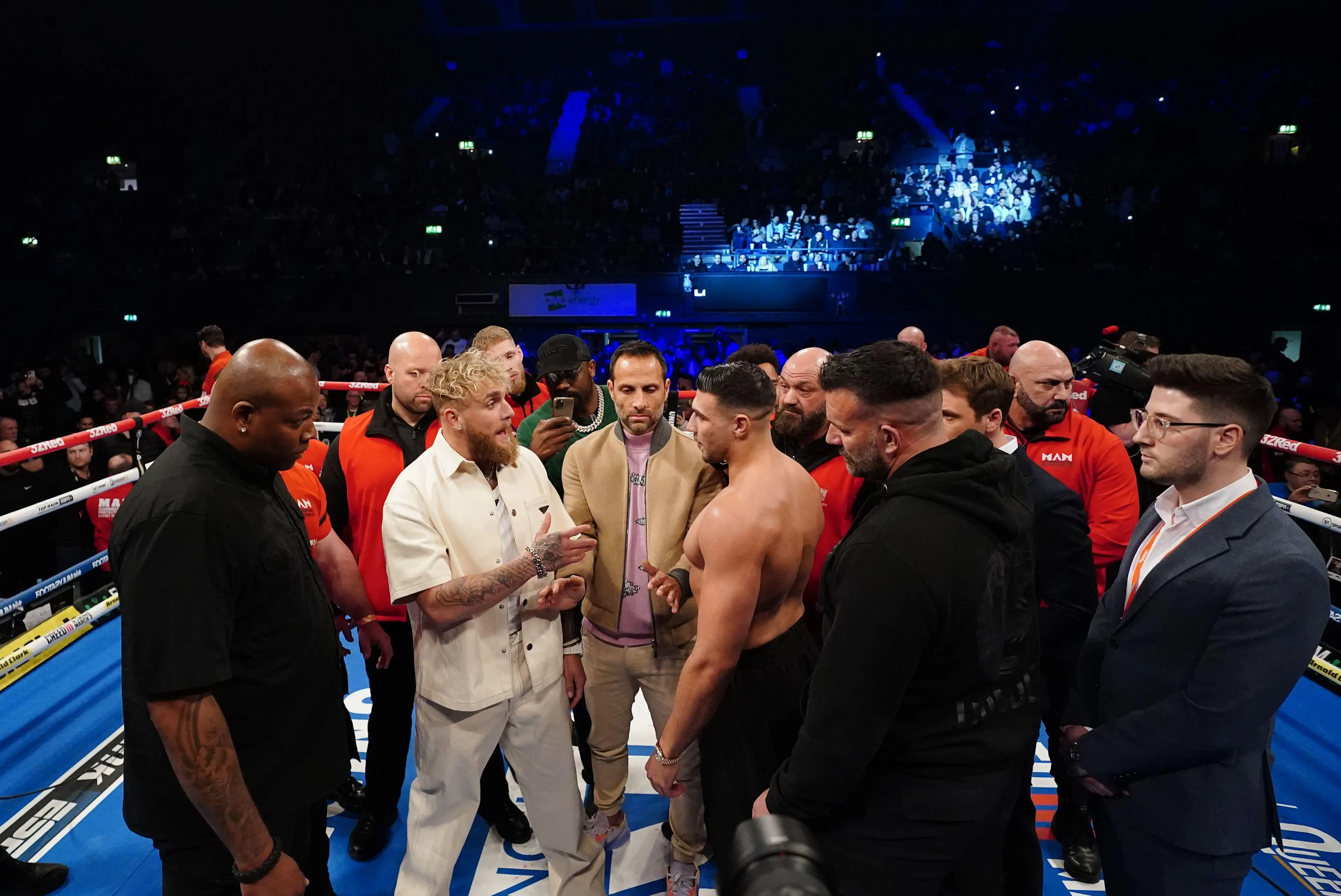 Jake Paul and Tommy Fury face-off. Image: Alamy 