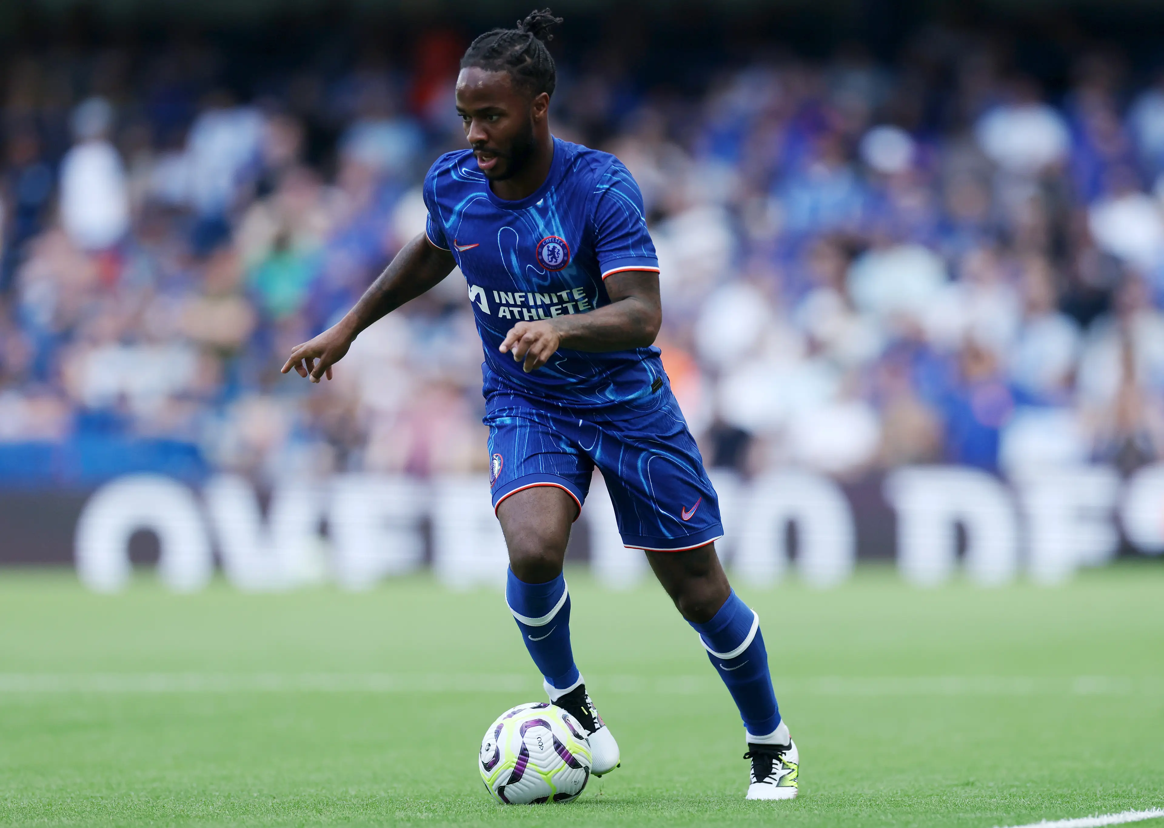 Raheem Sterling in pre-season action for Chelsea. Image: Getty 