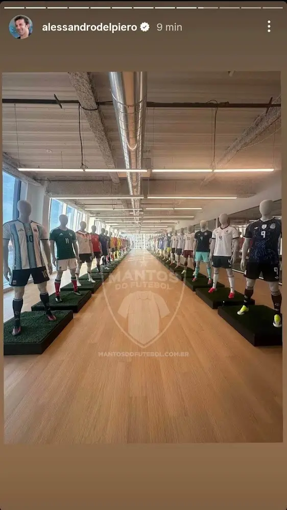 Del Piero posted a picture of the World Cup kits on his Instagram. 