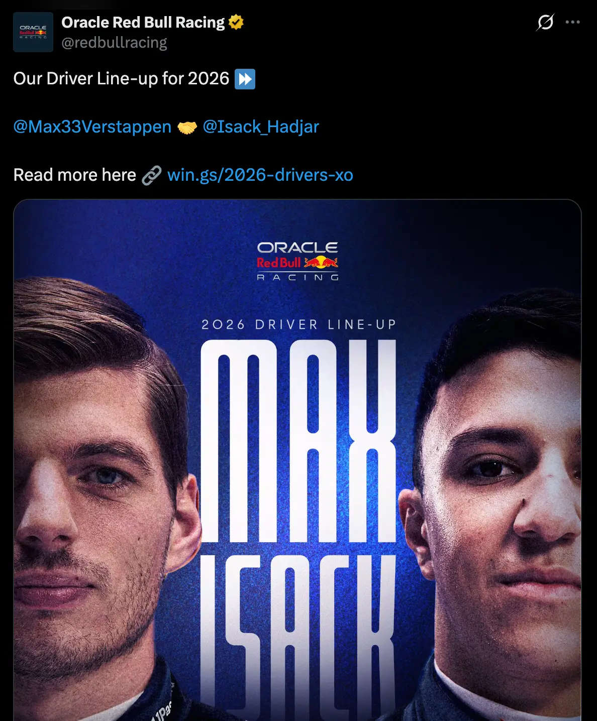 Image: Twitter/Oracle Red Bull Racing