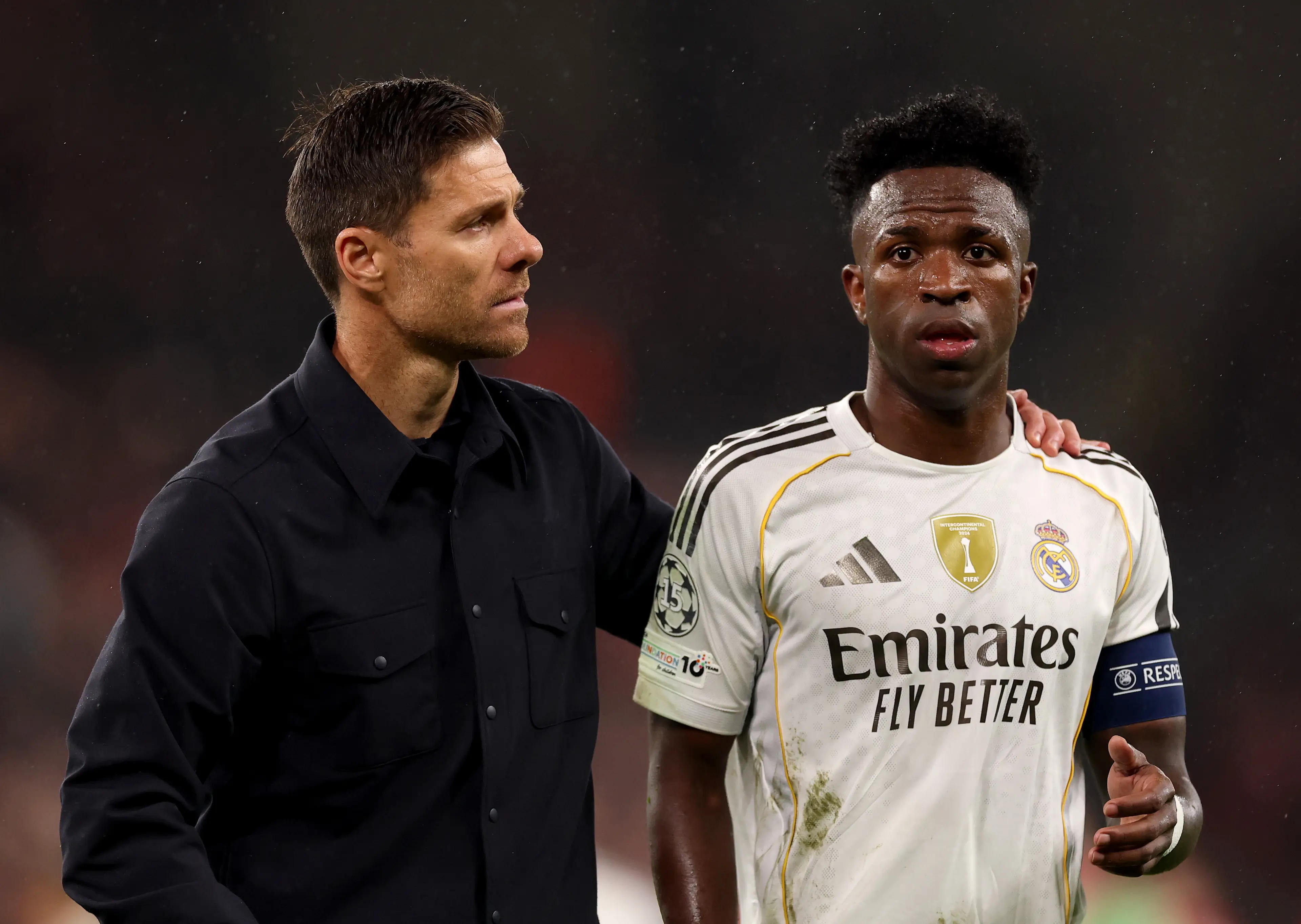 Xabi Alonso with Vinicius Jr (Image: Getty)