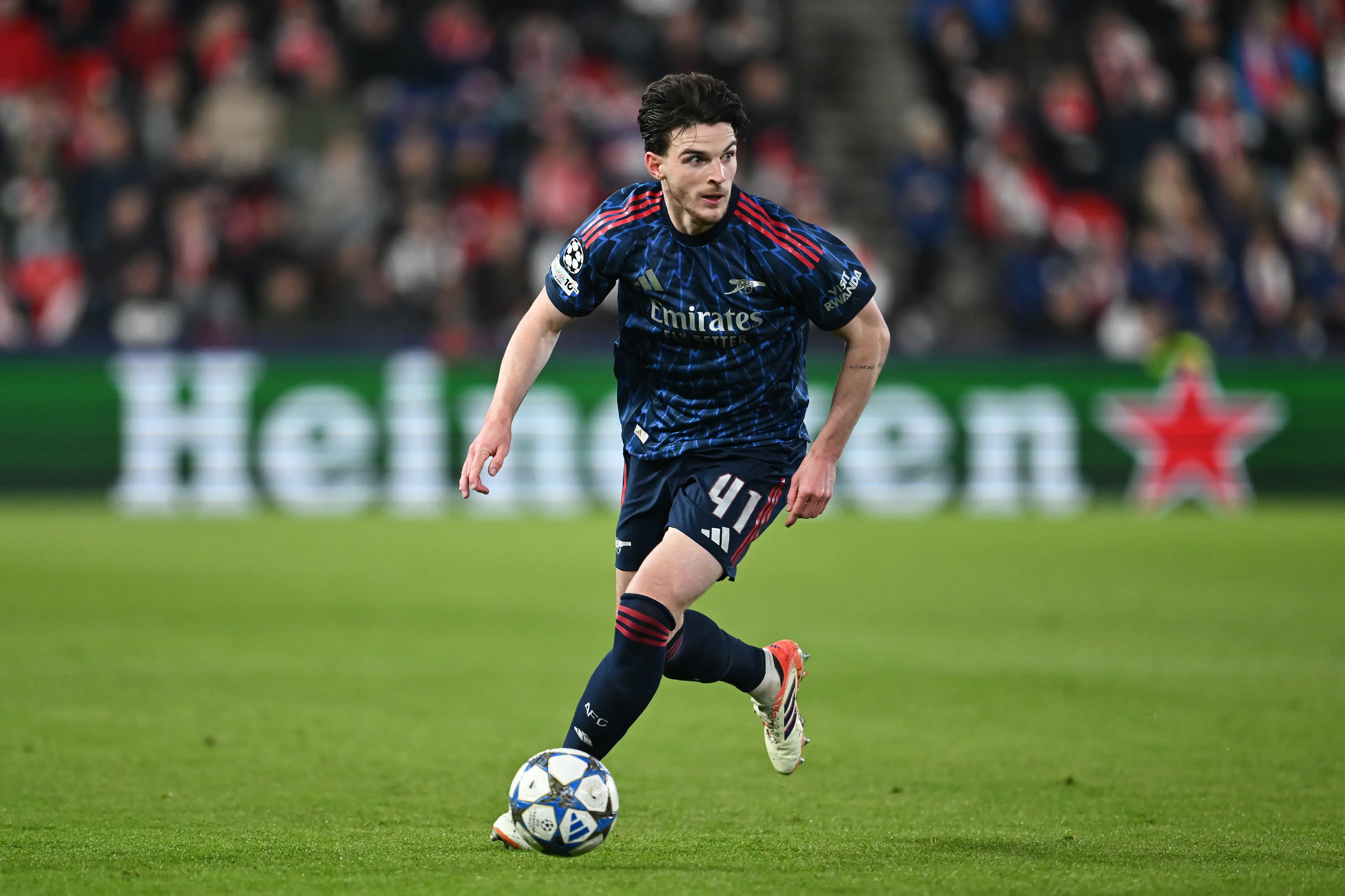 Declan Rice in action for Arsenal. Image: Getty