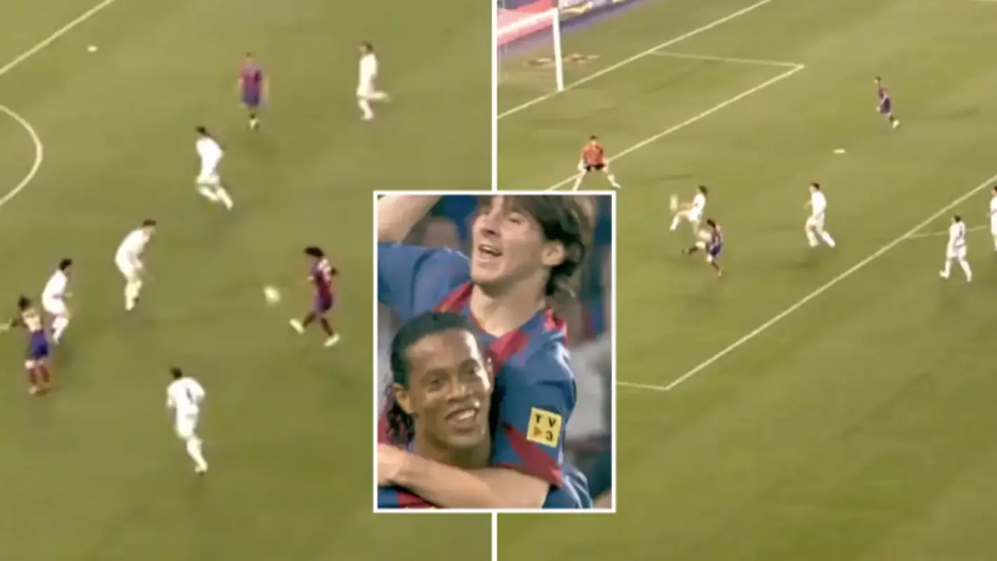 17 Years Ago Today, Ronaldinho Assisted Lionel Messi's First Goal For Barcelona
