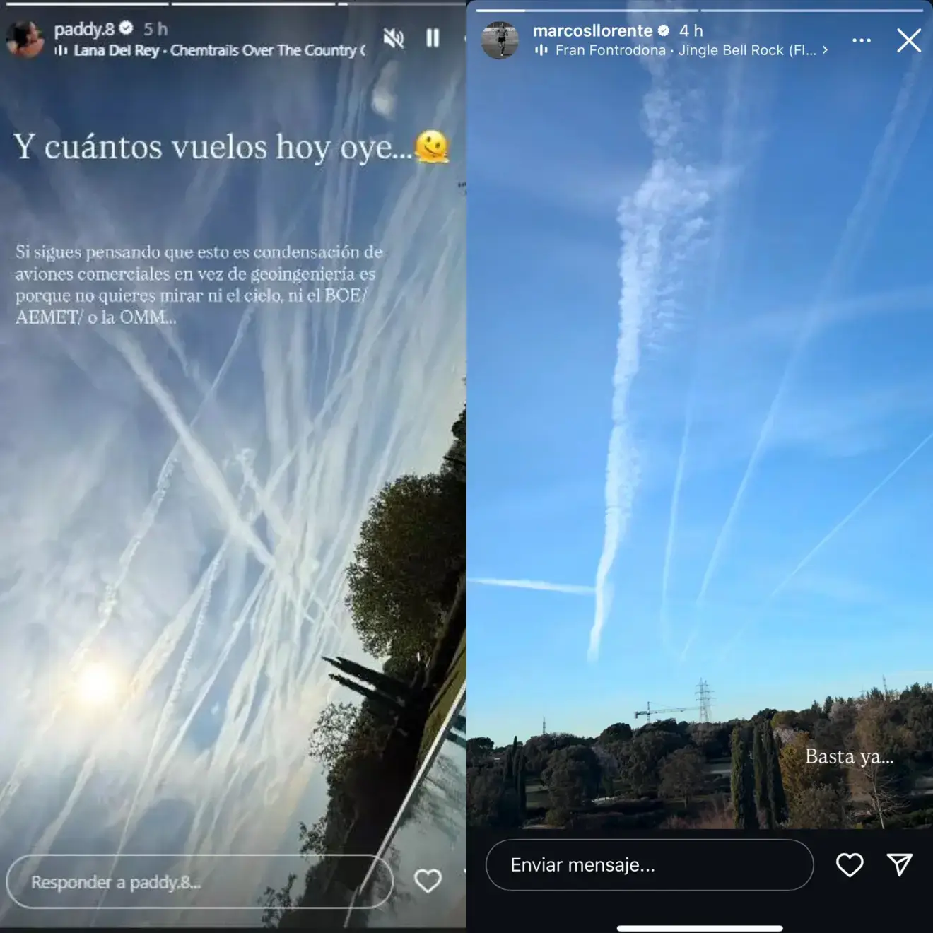 Marcos Llorente and his wife's posts on Instagram. Image credit: Marca