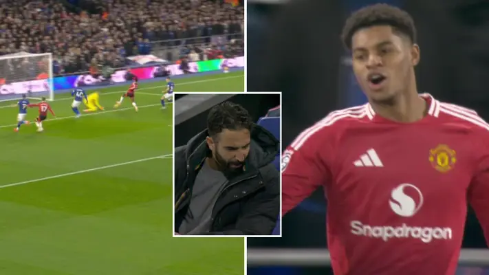 Ruben Amorim's instant reaction to Marcus Rashford's goal after just 80 seconds has got Man Utd fans talking