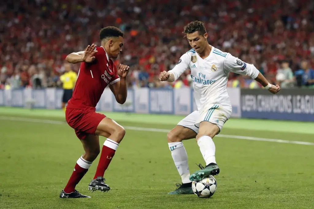 Trent Alexander-Arnold defends against Cristiano Ronaldo (Credit:Getty)