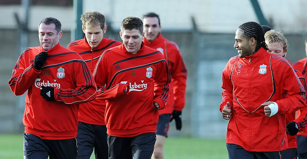 Jamie Carragher trains with Liverpool in 2009 (Credit:Getty)