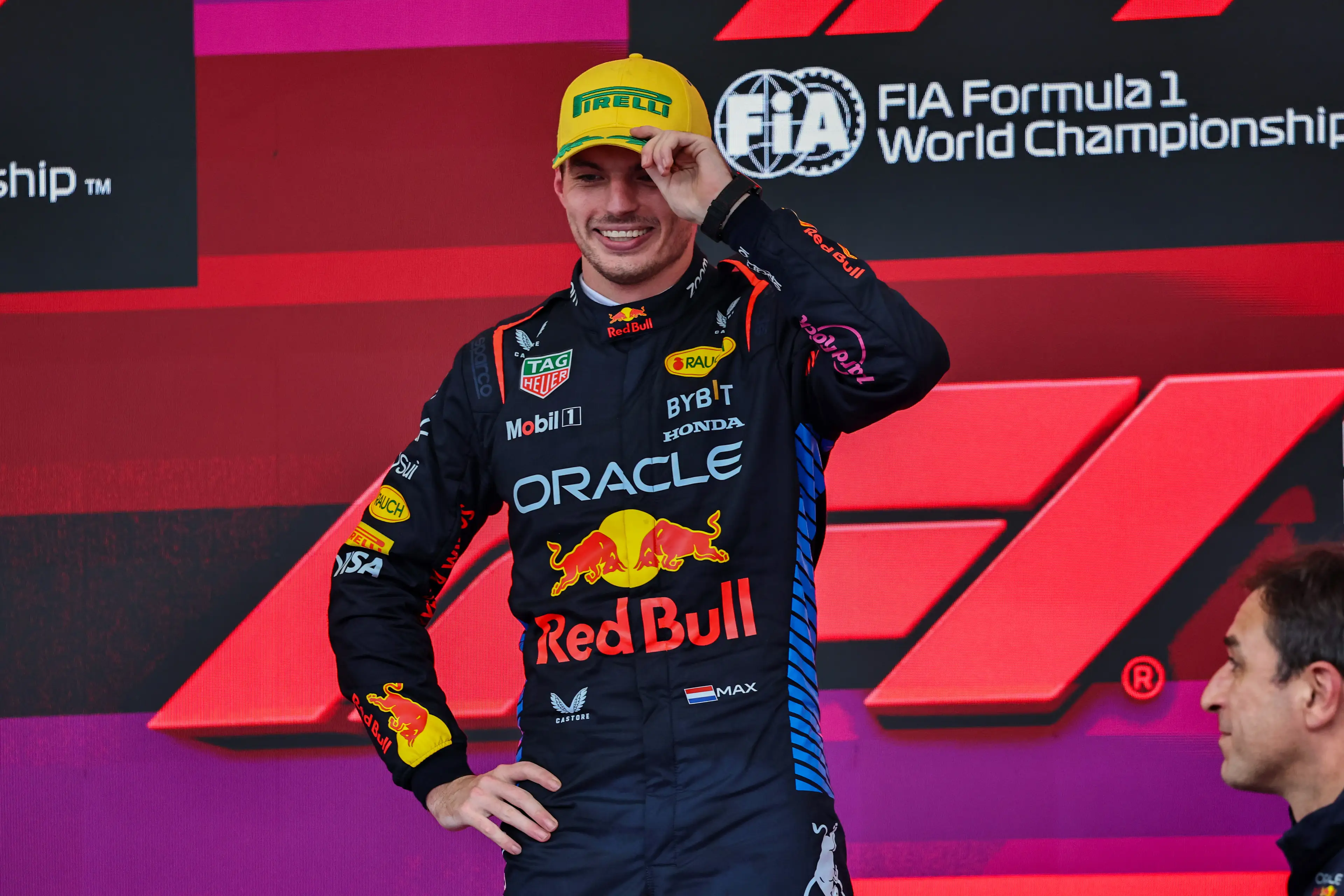 Max Verstappen celebrating victory in Sao Paulo (Image: Getty)