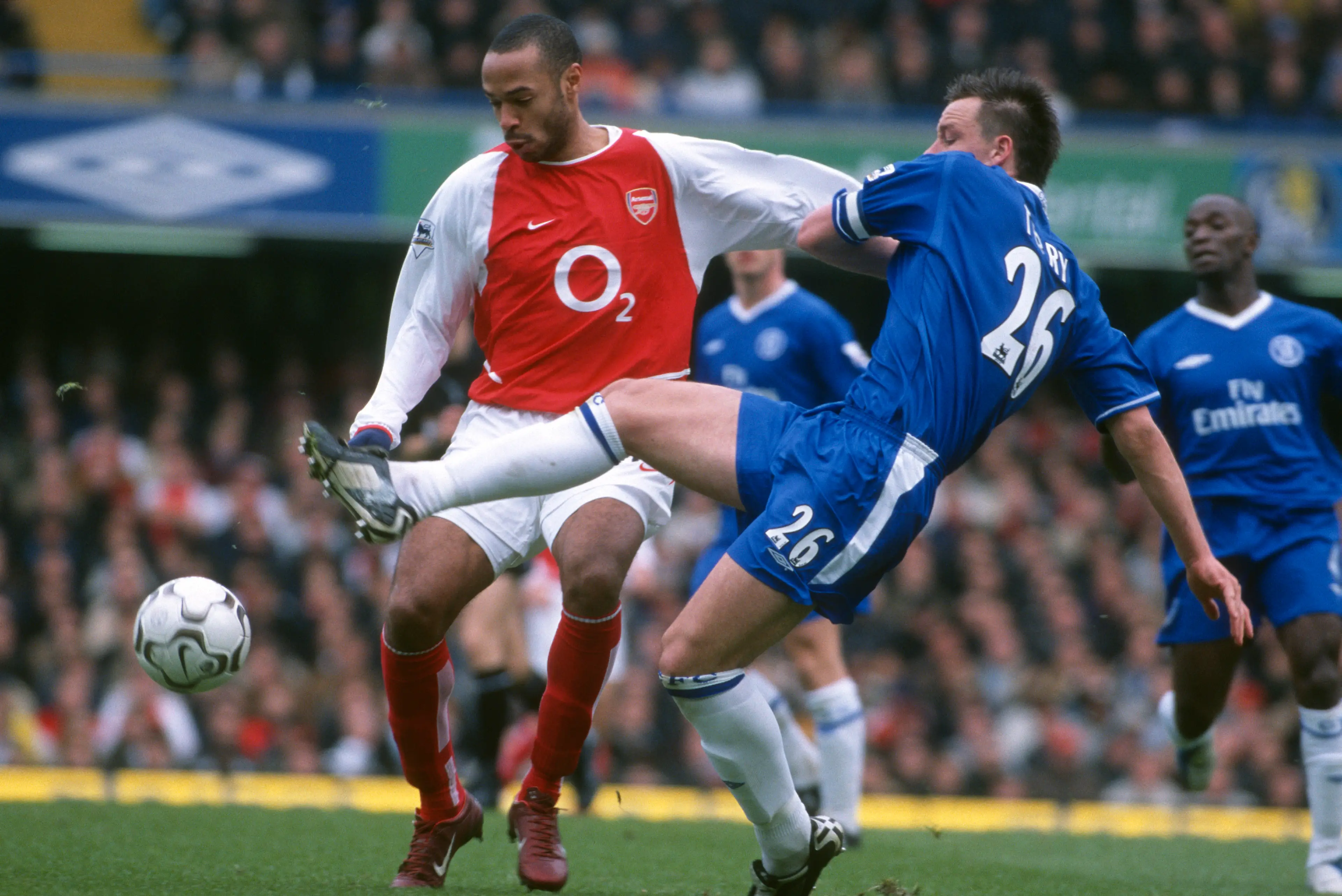 Thierry Henry and John Terry duel for the ball during a fixture between Arsenal and Chelsea. Image: Getty