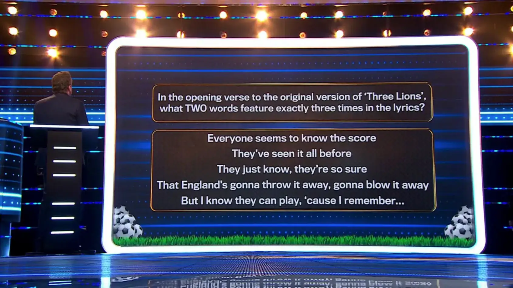 The 1% question which Clarke Carlisle answered correctly. Image: ITV