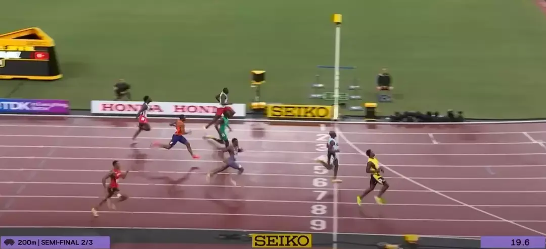 Gout (in green, lane four) finished in fourth in his semi-final in Tokyo (Image: World Athletics)