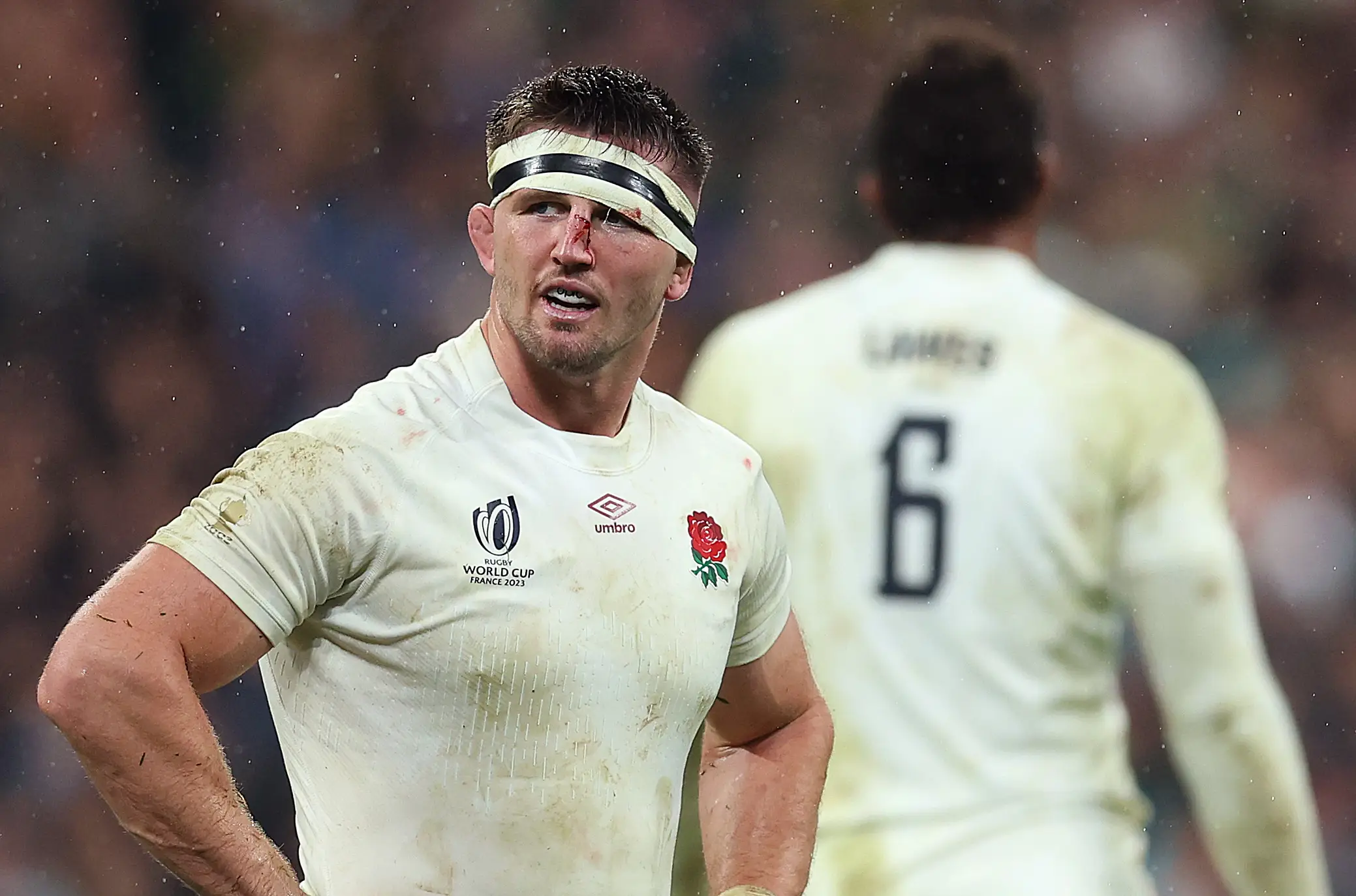 England's Tom Curry in the World Cup semi-final loss to South Africa. (