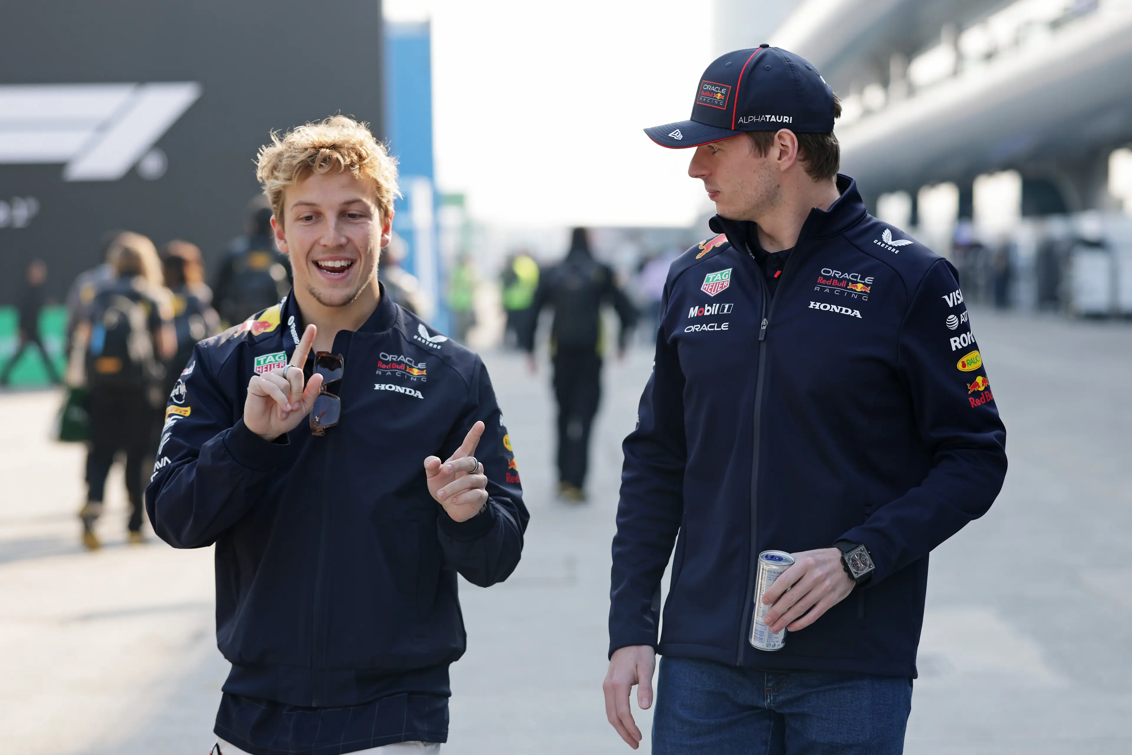 Lawson and Verstappen ahead of the Chinese Grand Prix. Image credit: Getty