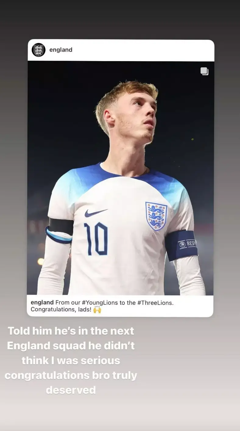 Morrison claiming he's the one who told Palmer about his first England call-up. (Image