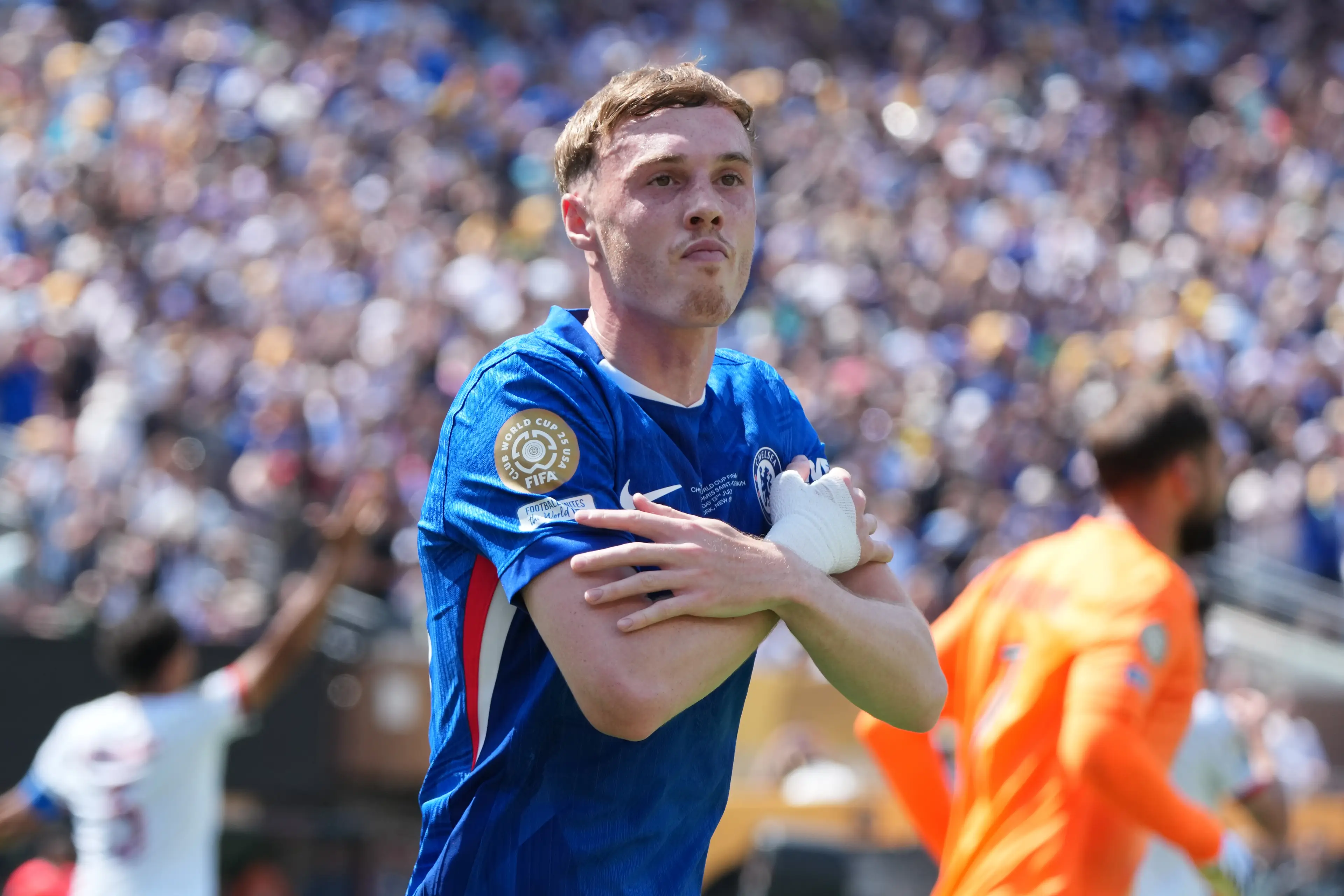 Palmer performed his iconic celebration twice against PSG. (Image: Etsuo Hara / Contributor via Getty)