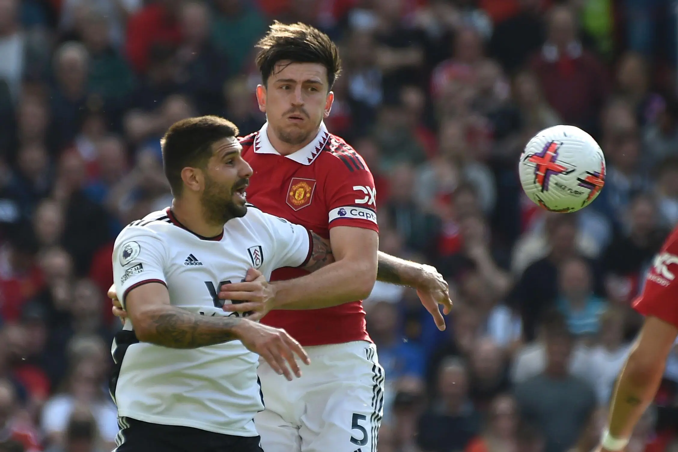 Harry Maguire in action against Fulham. Image: Alamy
