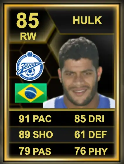 Hulk was one of the most popular cards in the game. Image credit: EA Sports/futbin