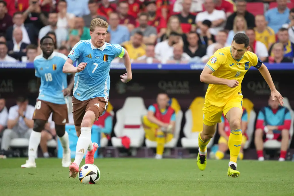 Kevin de Bruyne won player of the match as his side struggled to beat Ukraine in a 0-0 draw. (Image: Getty)