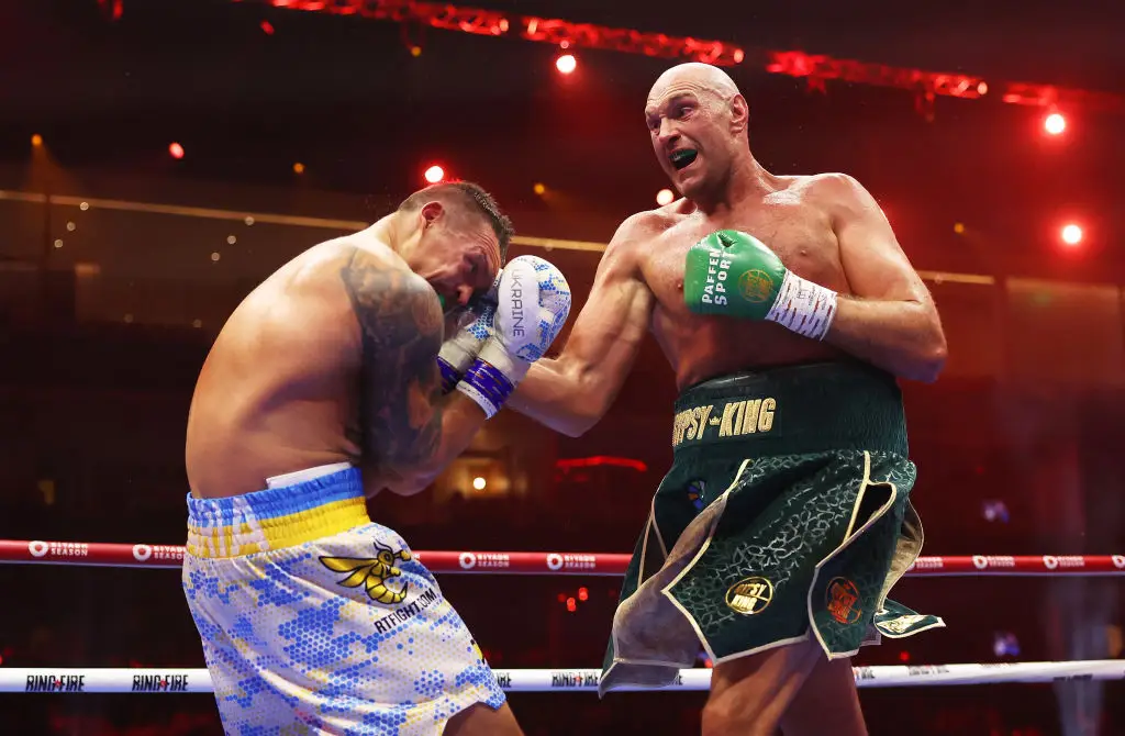 Tyson Fury in action against Oleksandr Usyk (Credit:Getty)