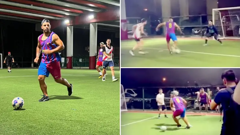 Sergio Aguero Spotted Playing Football Again For First Time Since Announcing His Retirement